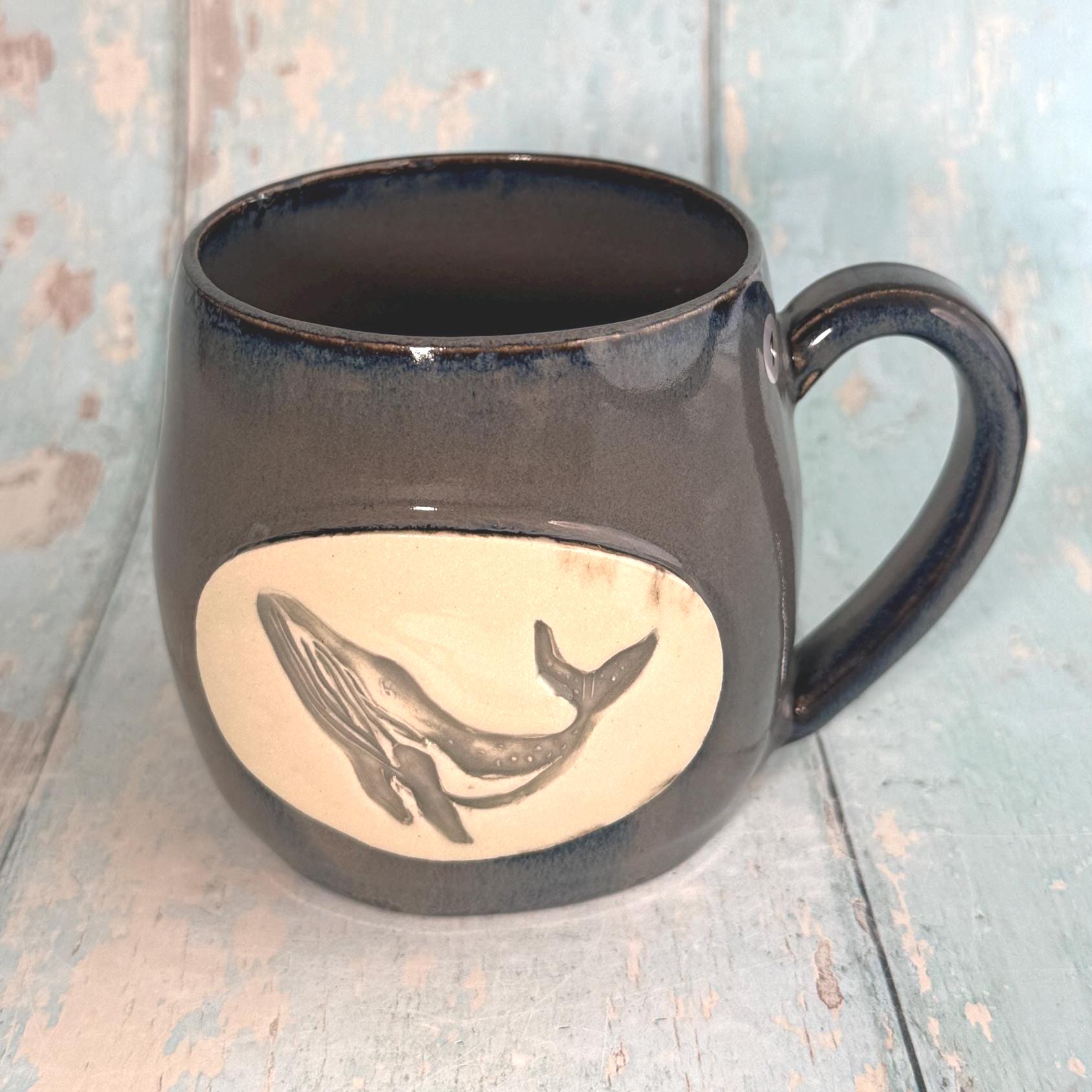 Grey Humpback Whale Mug, Large Ceramic Cup - Second - FJD Ceramics