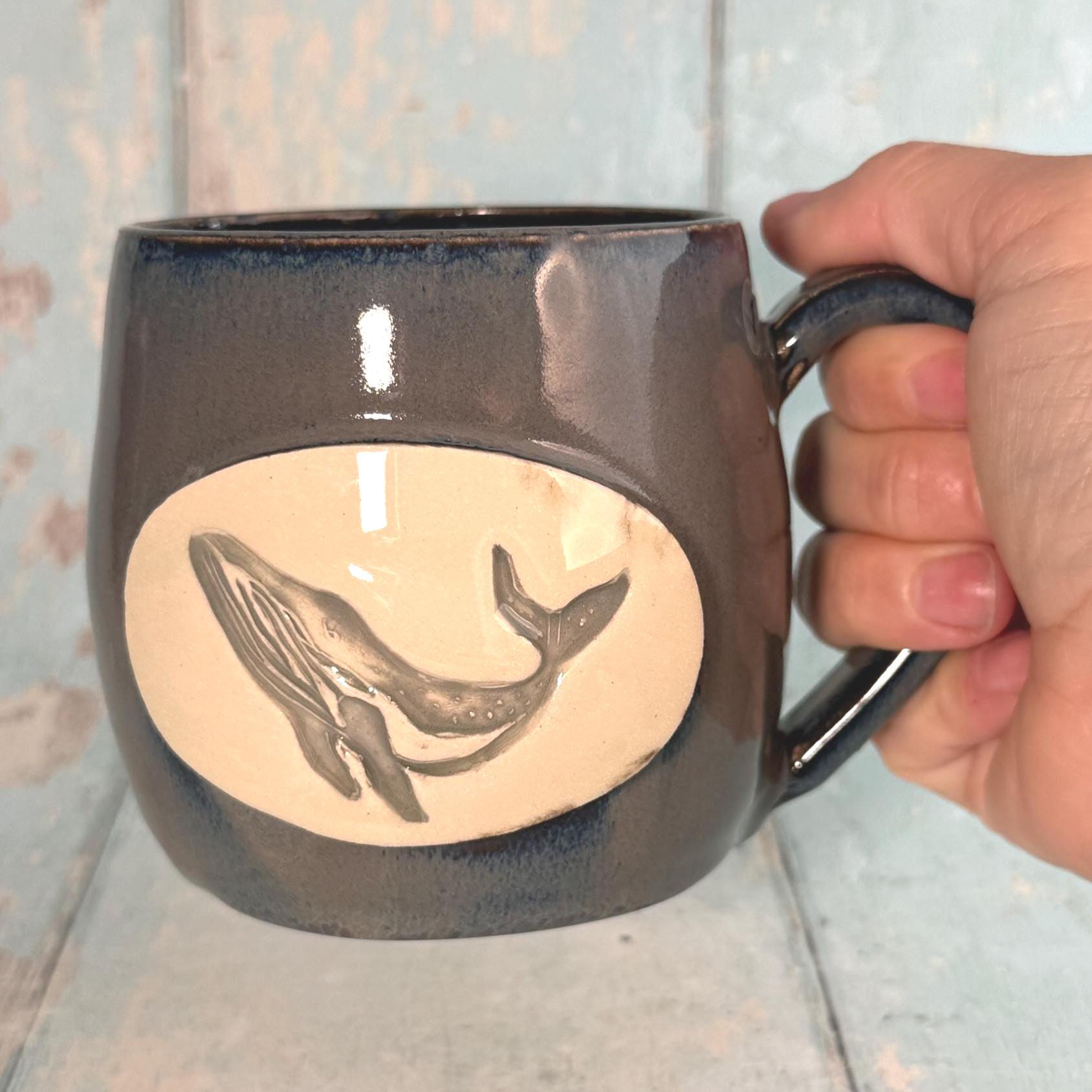Grey Humpback Whale Mug, Large Ceramic Cup - Second - FJD Ceramics