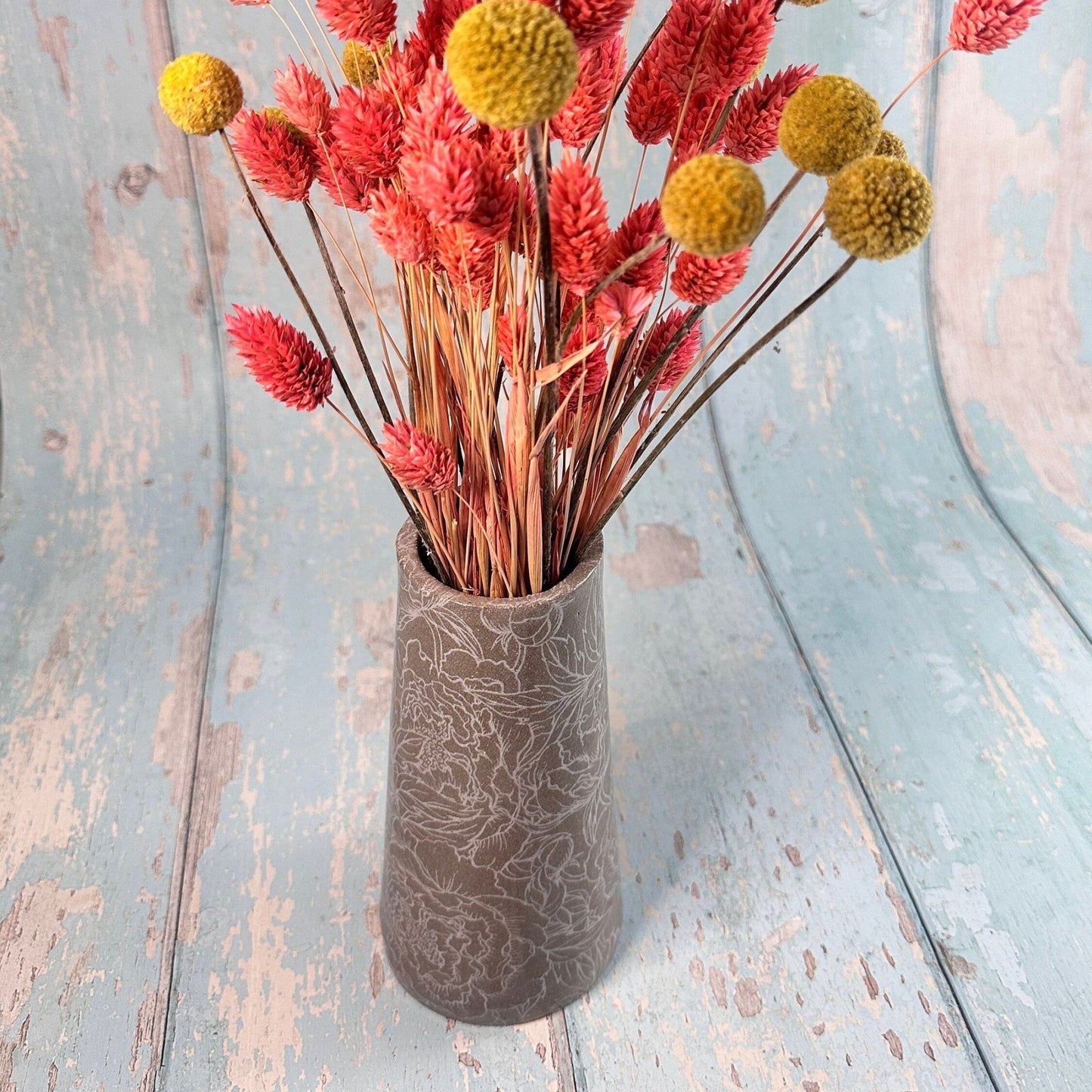 Grey Peony Ceramic Vase, Handmade Modern Pottery - FJD Ceramics