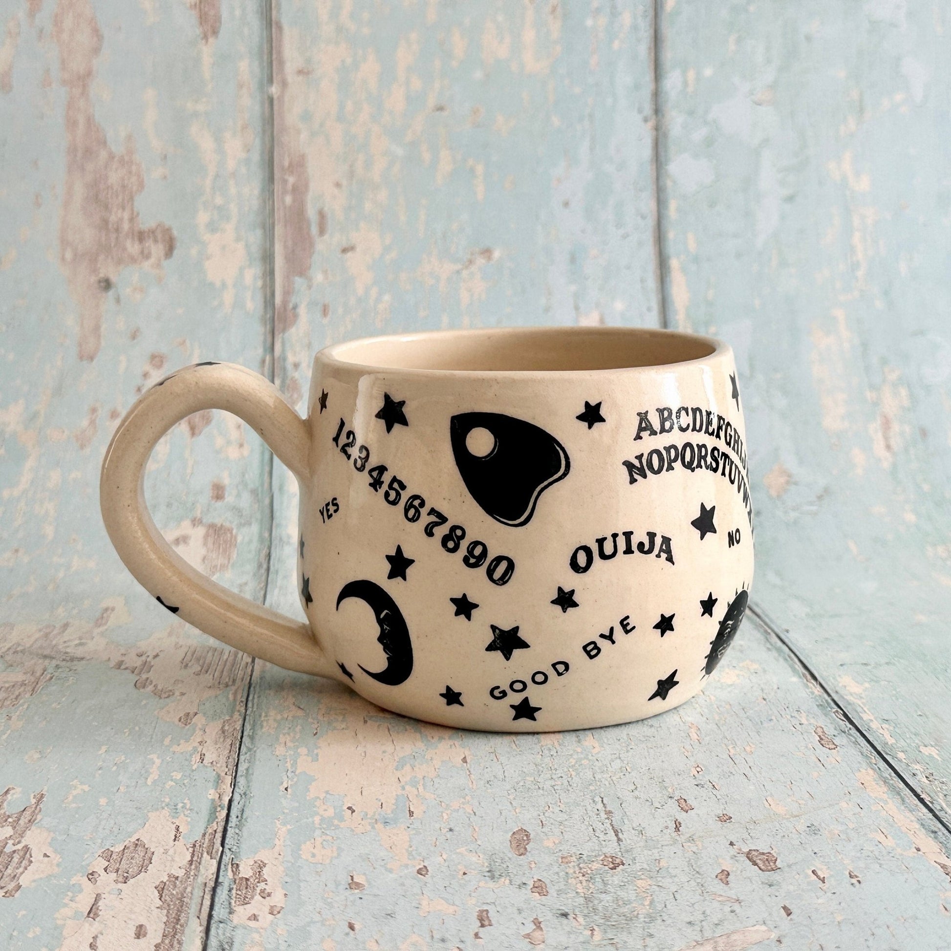 Halloween Ouija Mug, Handmade Ceramic Cup - FJD Ceramics
