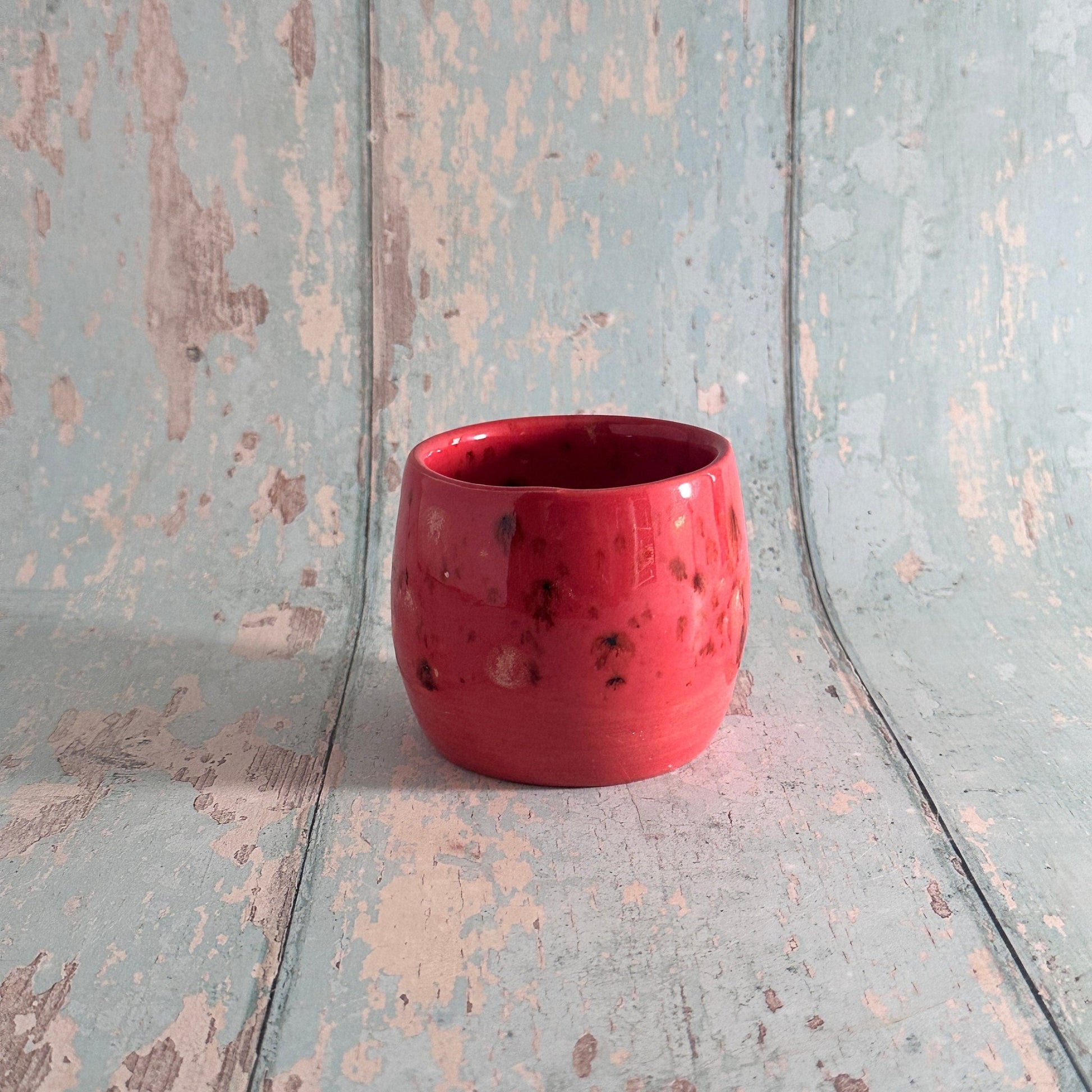 Handmade Ceramic Wine Cup, Coral Pink Tumbler - FJD Ceramics