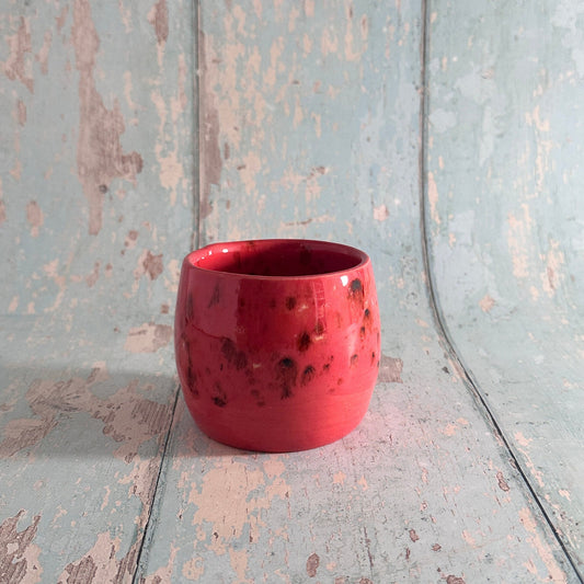 Handmade Ceramic Wine Cup, Coral Pink Tumbler - FJD Ceramics