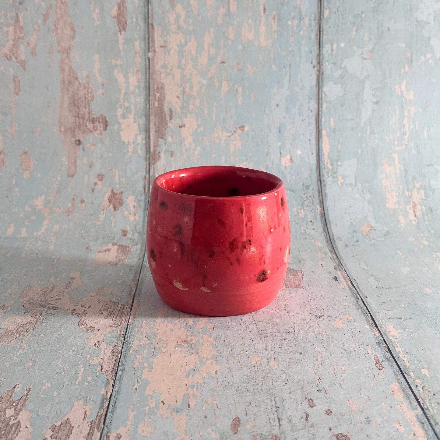 Handmade Ceramic Wine Cup, Coral Pink Tumbler - FJD Ceramics