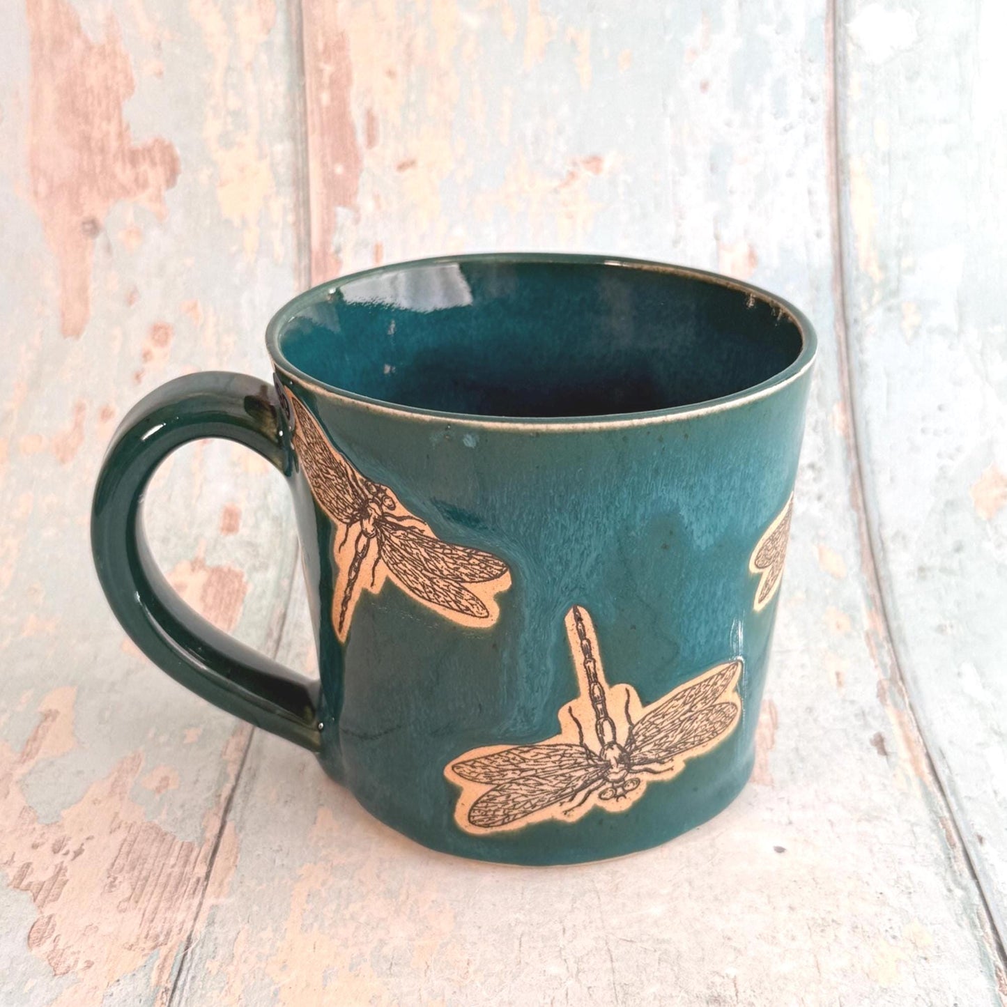 Handmade Dragonfly Mug, Large Ceramic Cup - FJD Ceramics