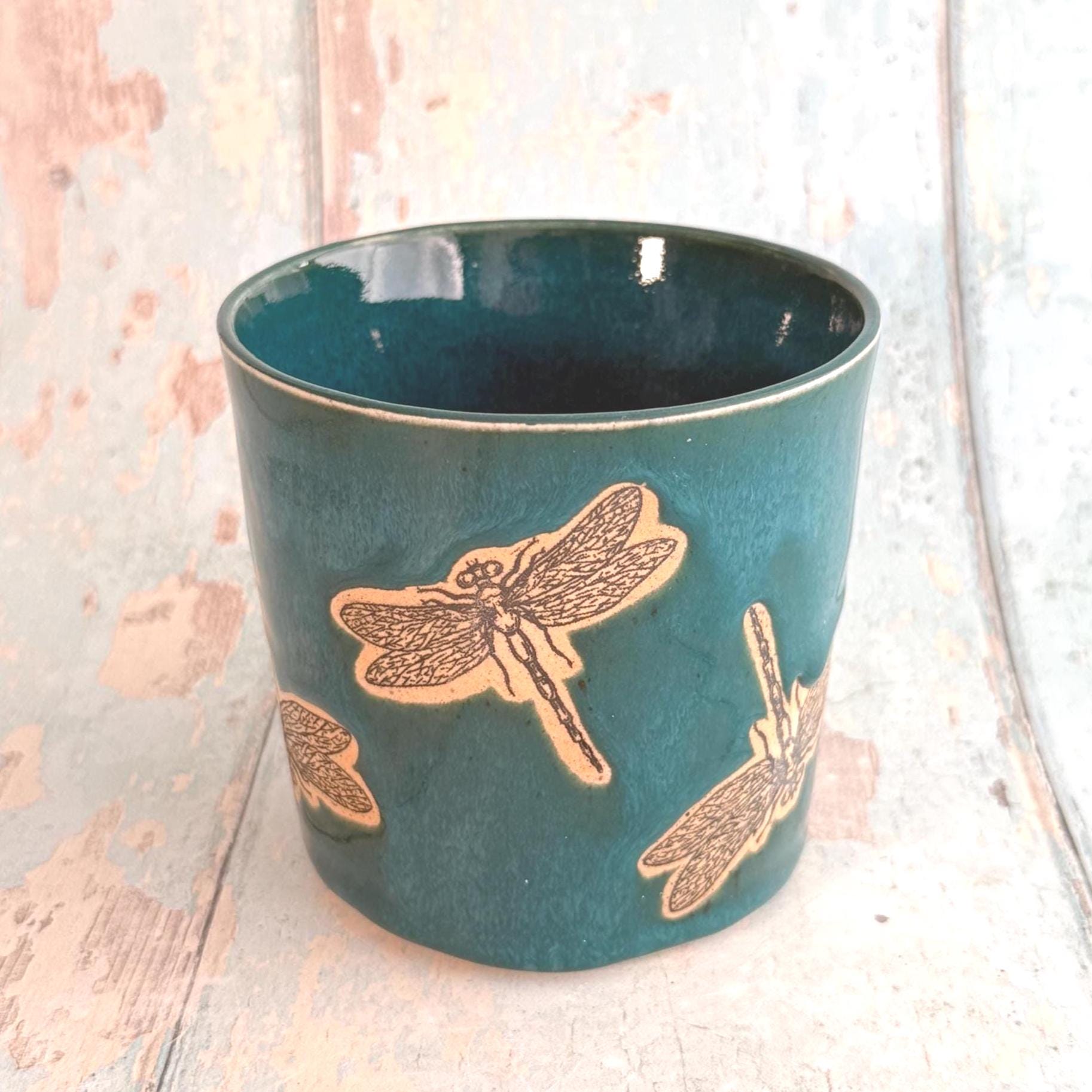 Handmade Dragonfly Mug, Large Ceramic Cup - FJD Ceramics