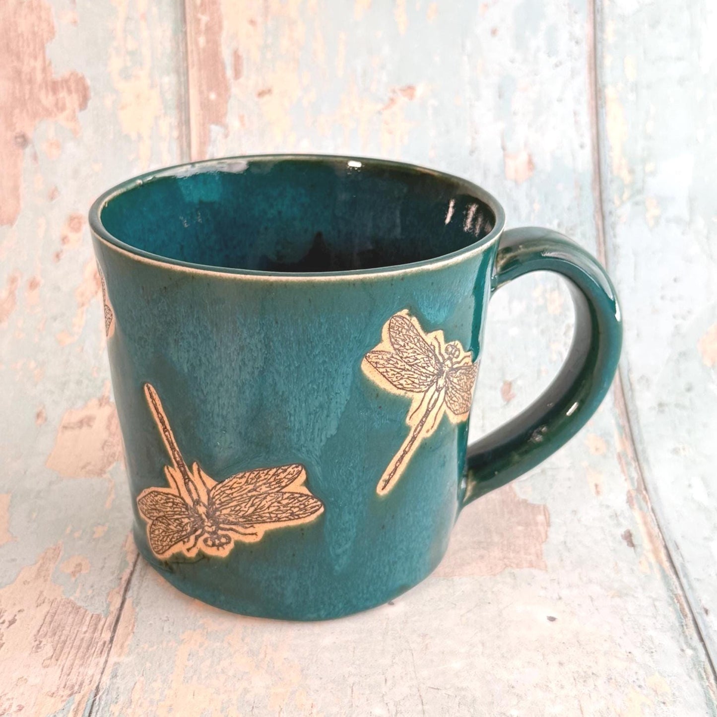 Handmade Dragonfly Mug, Large Ceramic Cup - FJD Ceramics