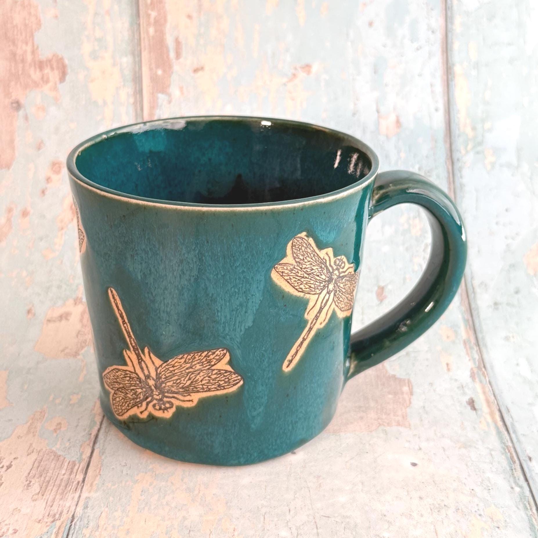 Handmade Dragonfly Mug, Large Ceramic Cup - FJD Ceramics