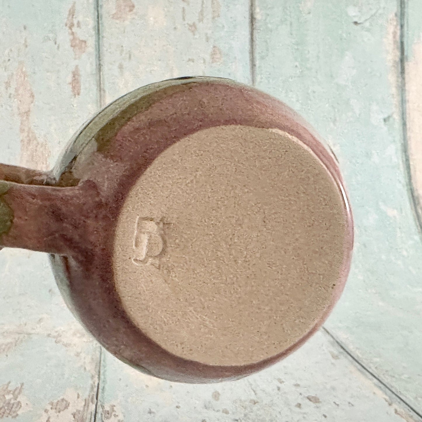 Handmade Purple and Green Mug, Drippy Glazed Ceramic Cup - FJD Ceramics