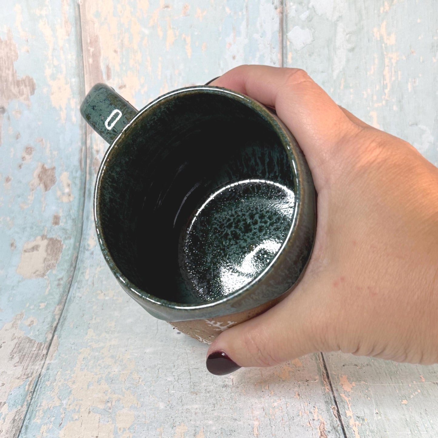Green Christmas Tree Mug, Handmade Ceramic Cup
