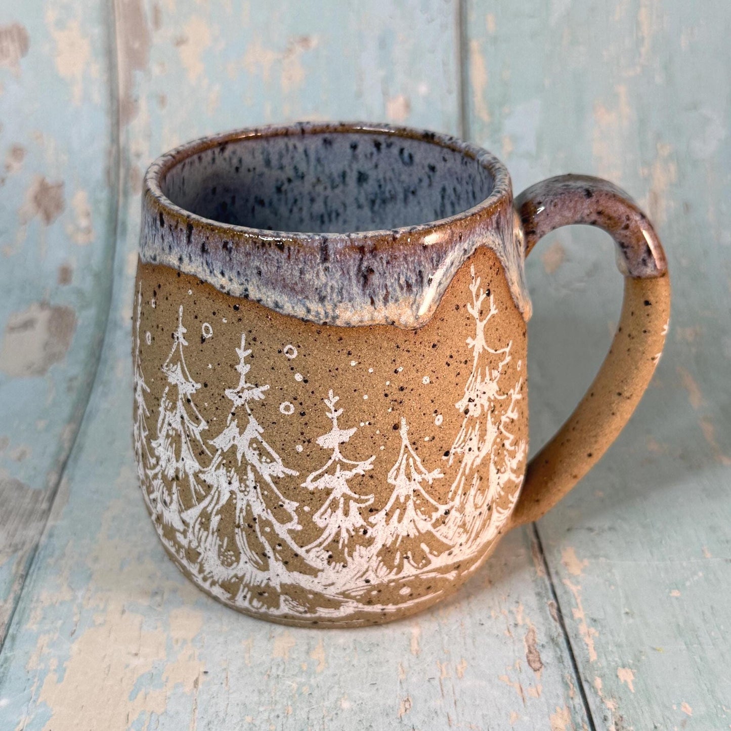 White Christmas Tree Mug, Handmade Ceramic Cup