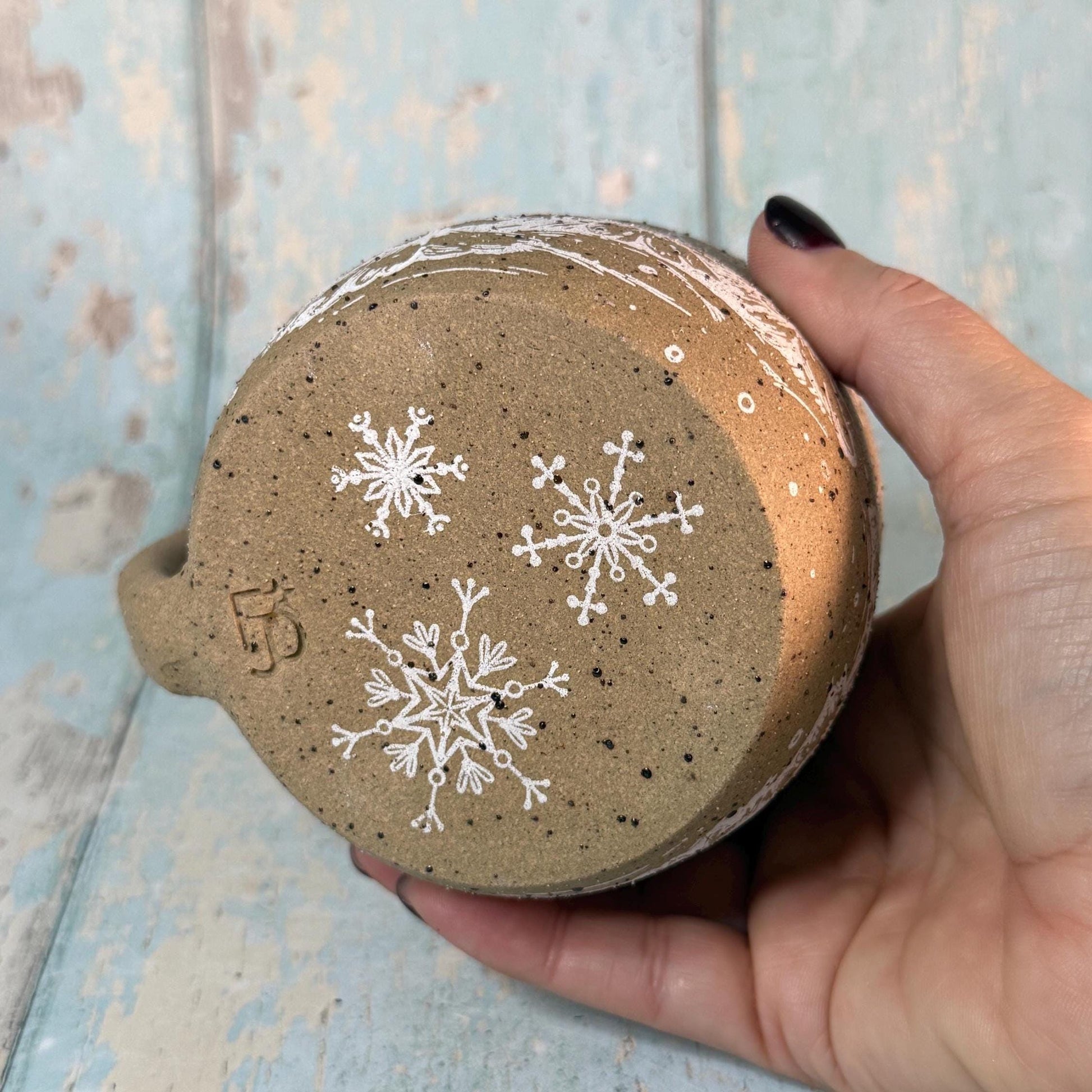 White Christmas Tree Mug, Handmade Ceramic Cup