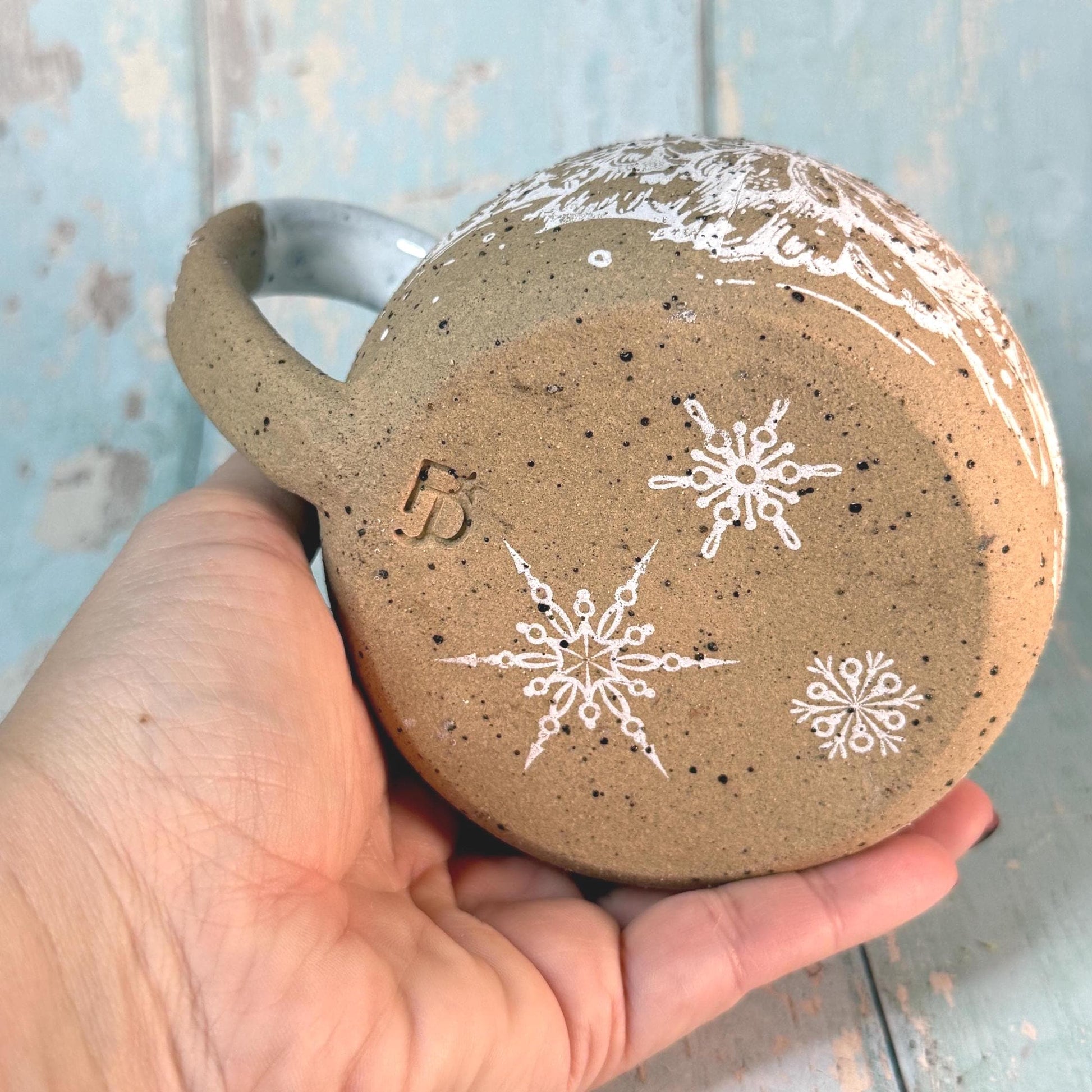 White Christmas Tree Mug, Handmade Ceramic Cup