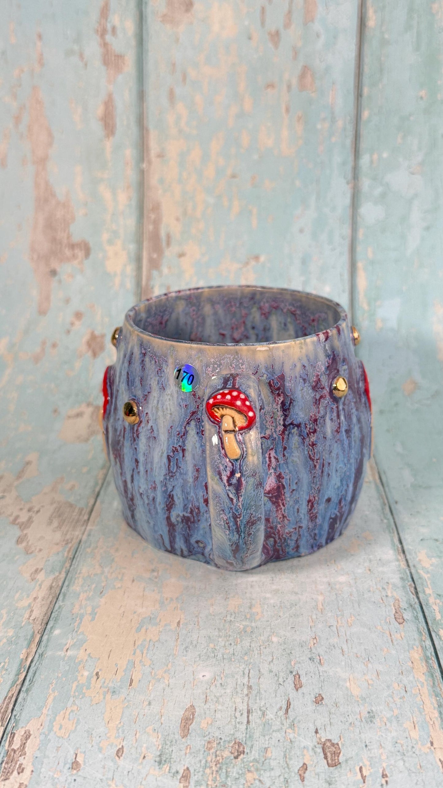 Purple and Red Mushroom Mug, Fungi Ceramic Cup
