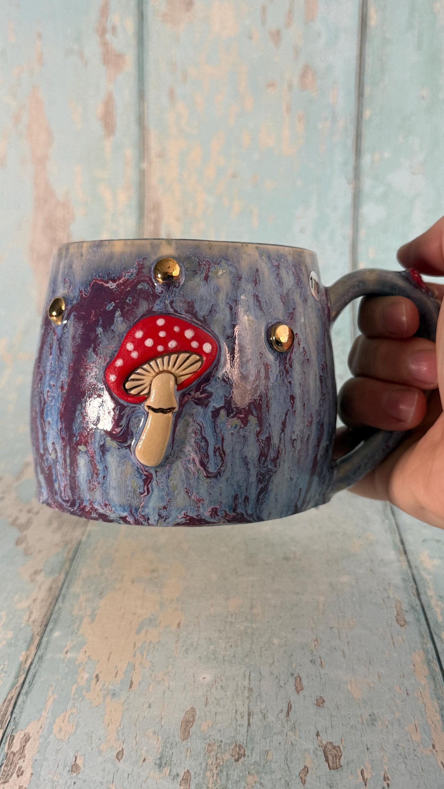 Purple and Red Mushroom Mug, Fungi Ceramic Cup