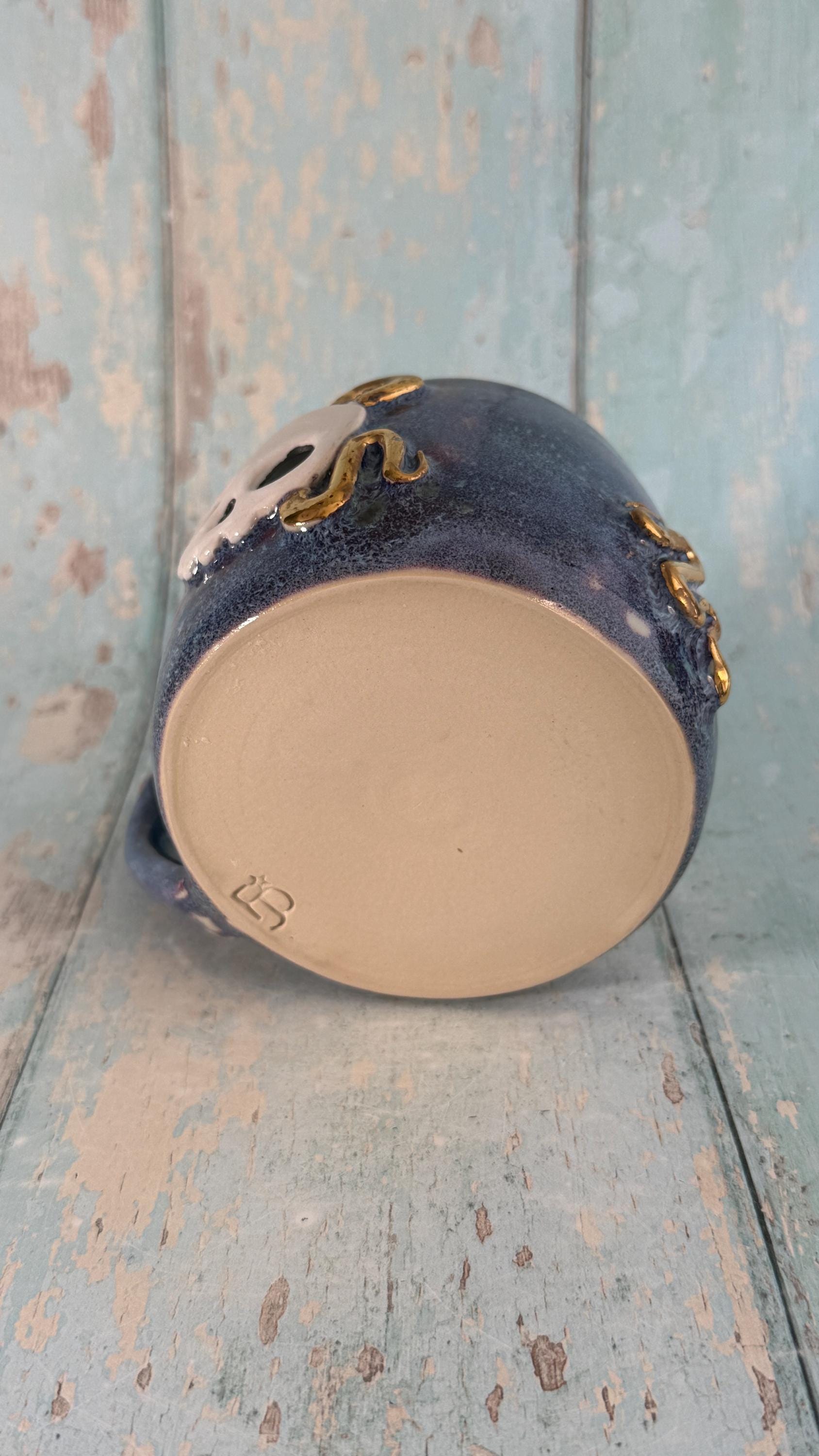 Skull and Snake Mug, Handmade Ceramic Cup
