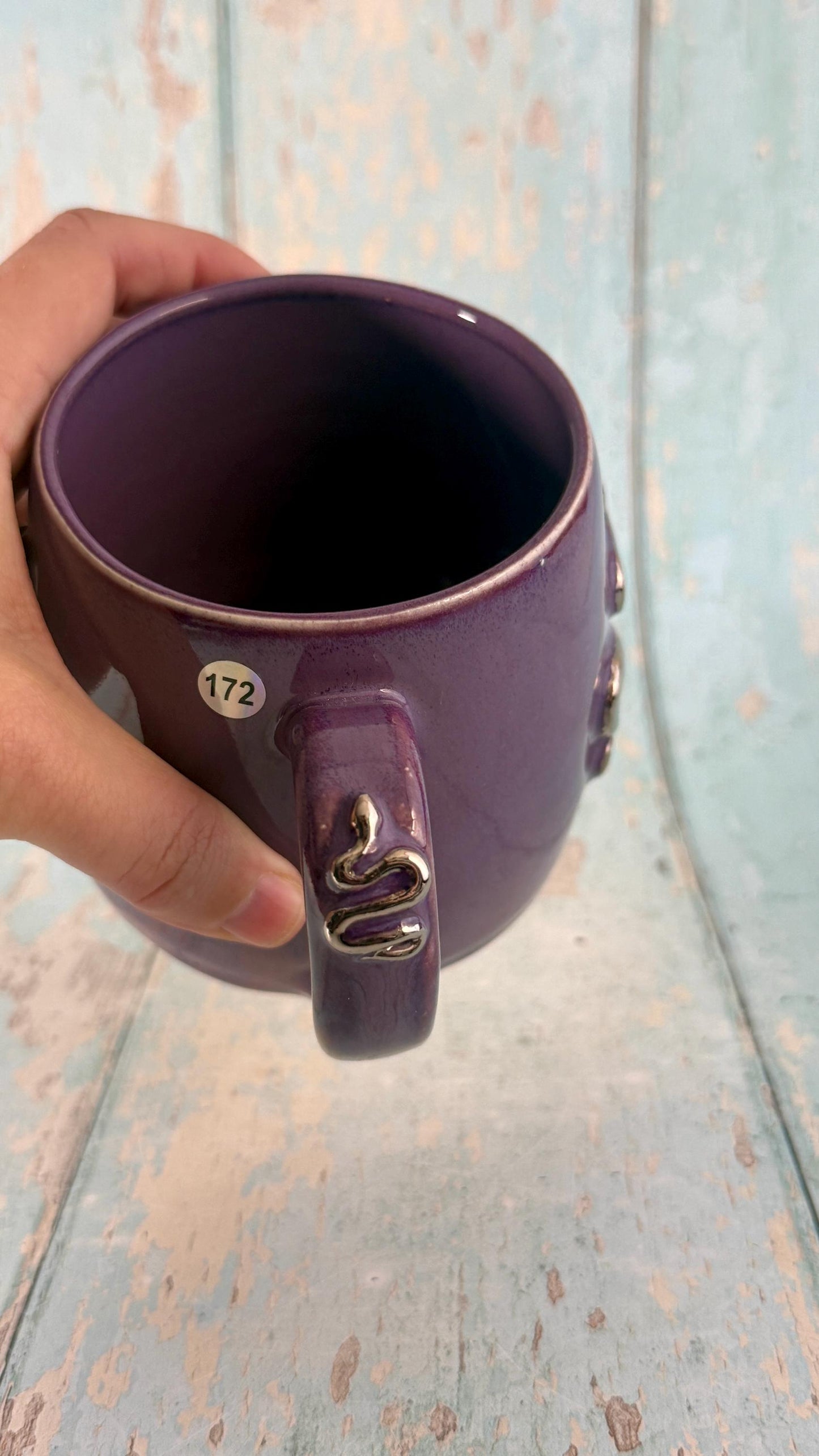 Purple Snake Mug, Handmade Ceramic Cup