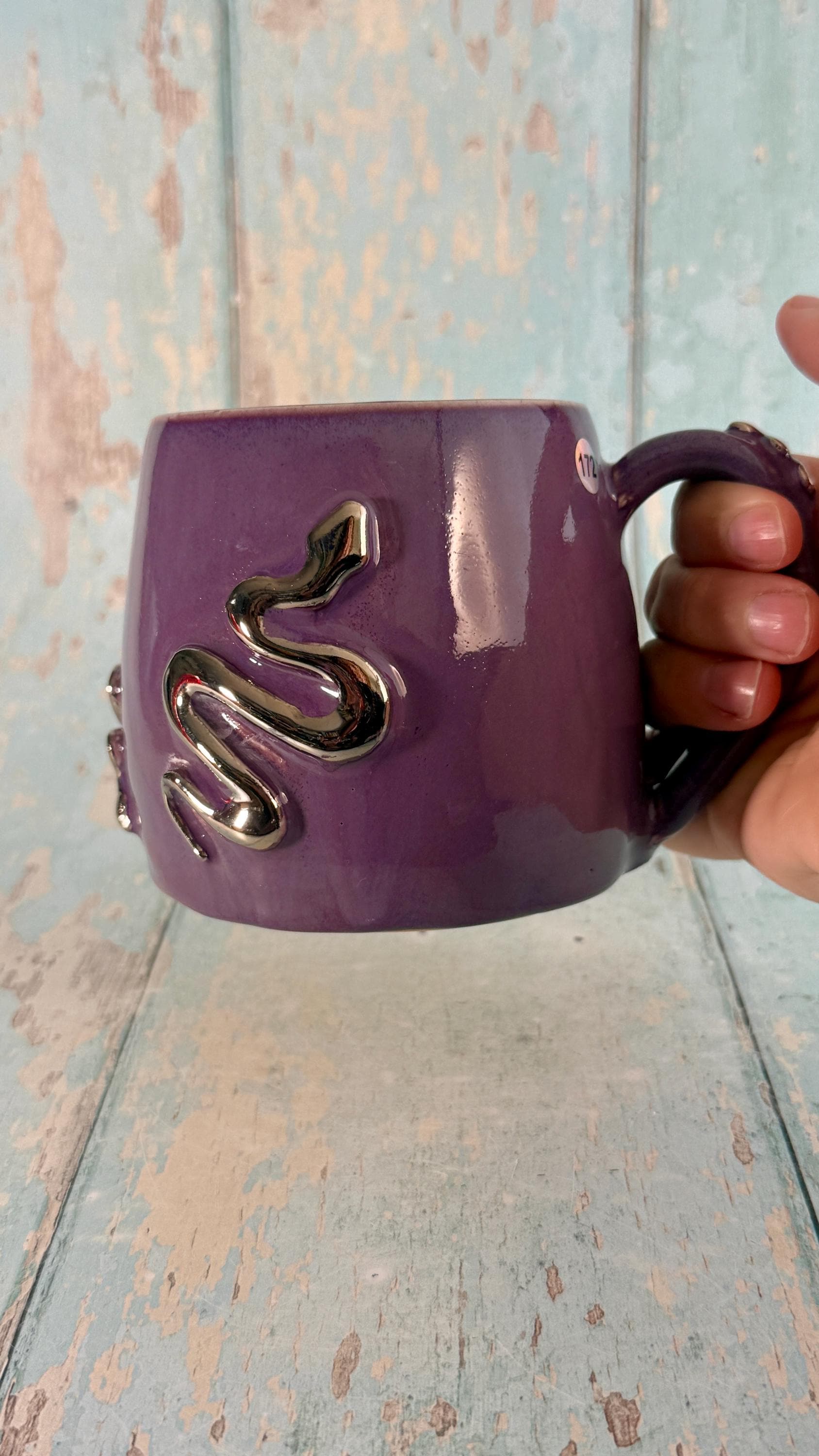 Purple Snake Mug, Handmade Ceramic Cup