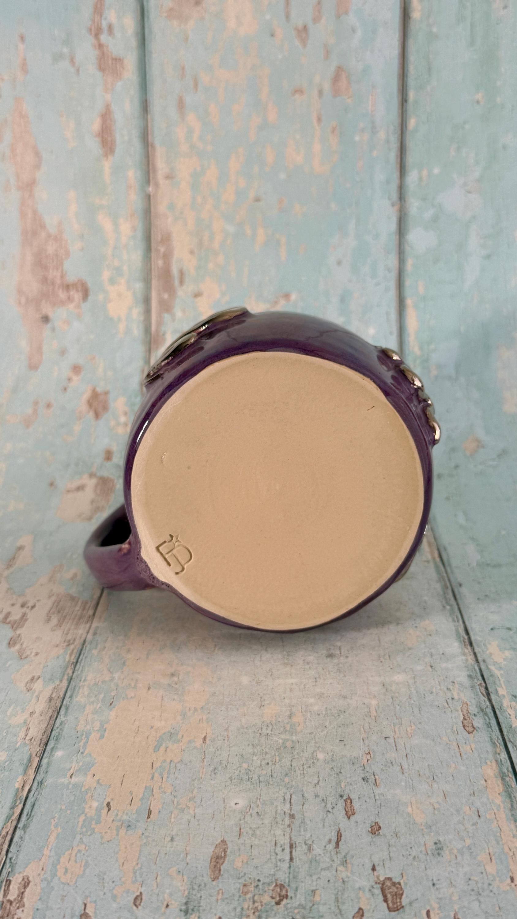 Purple Snake Mug, Handmade Ceramic Cup