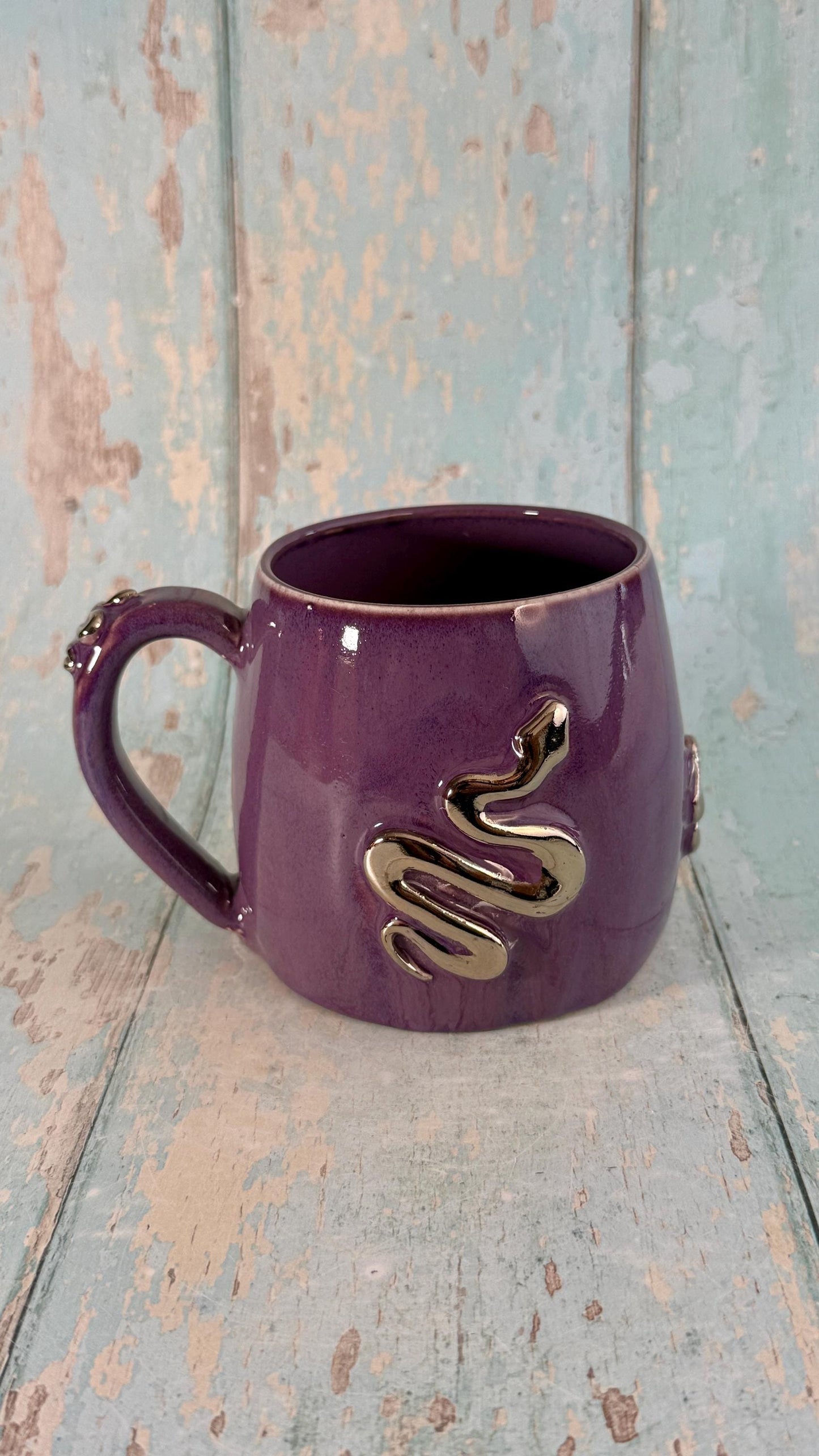 Purple Snake Mug, Handmade Ceramic Cup