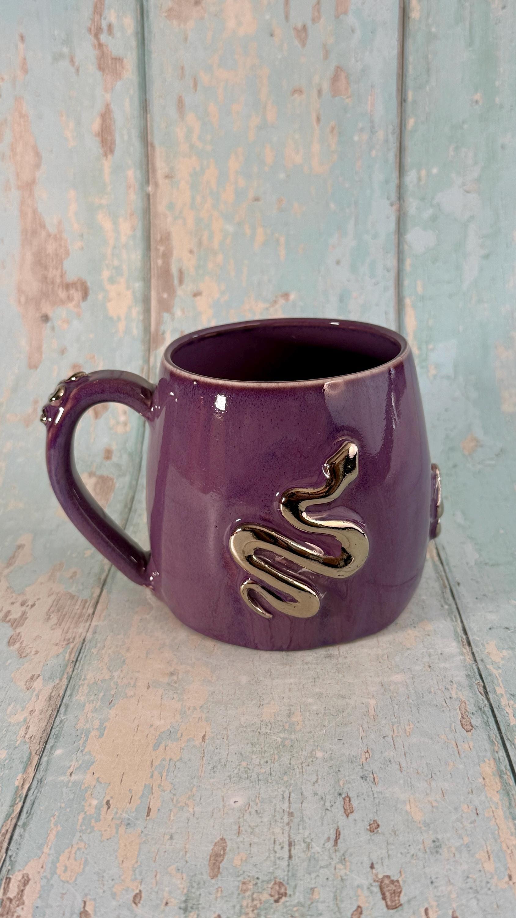 Purple Snake Mug, Handmade Ceramic Cup