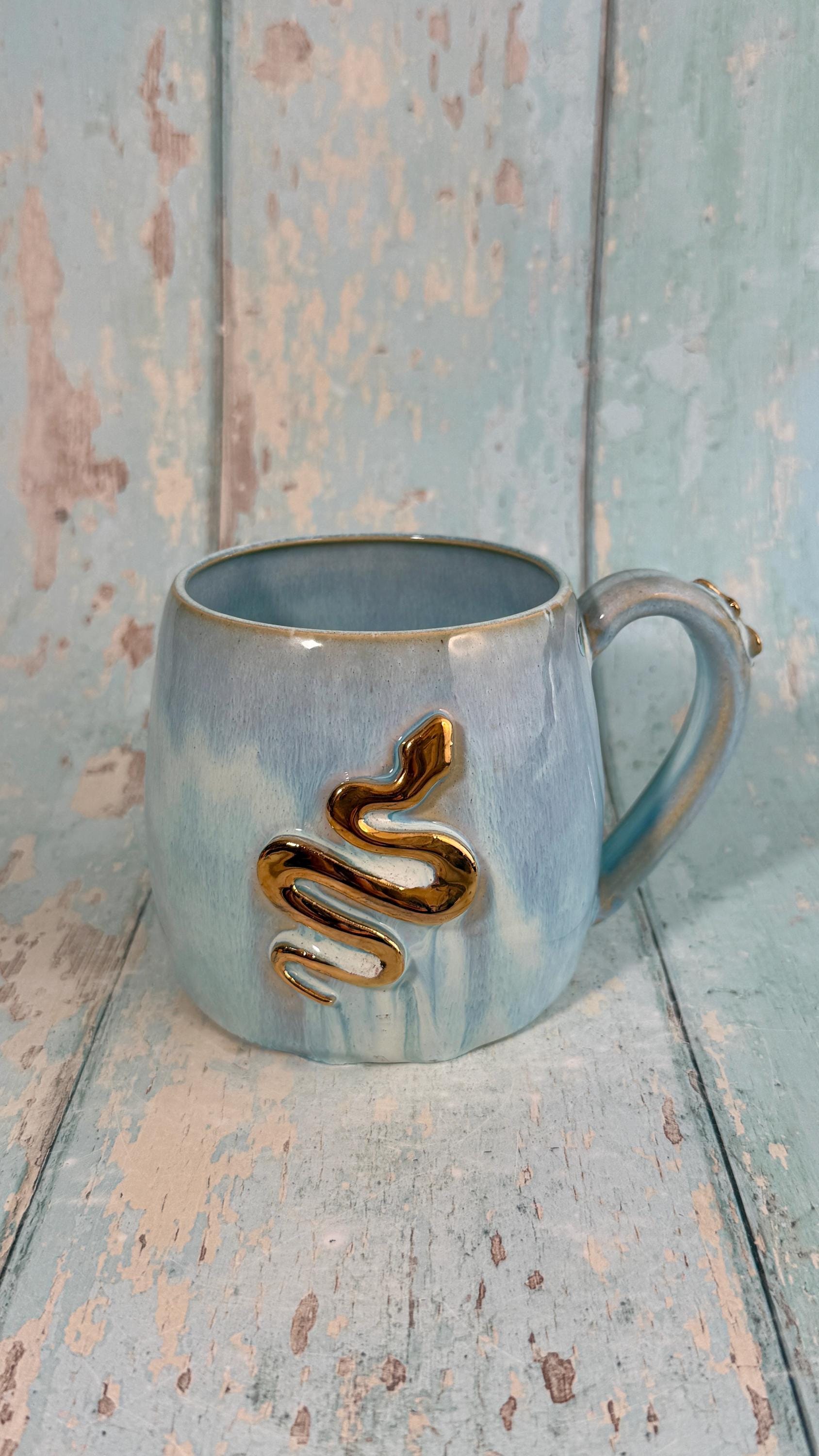 Blue Snake Mug, Handmade Ceramic Cup - Second