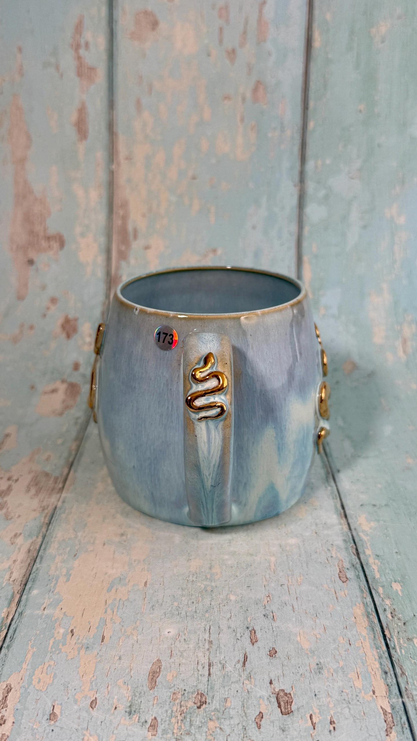 Blue Snake Mug, Handmade Ceramic Cup - Second