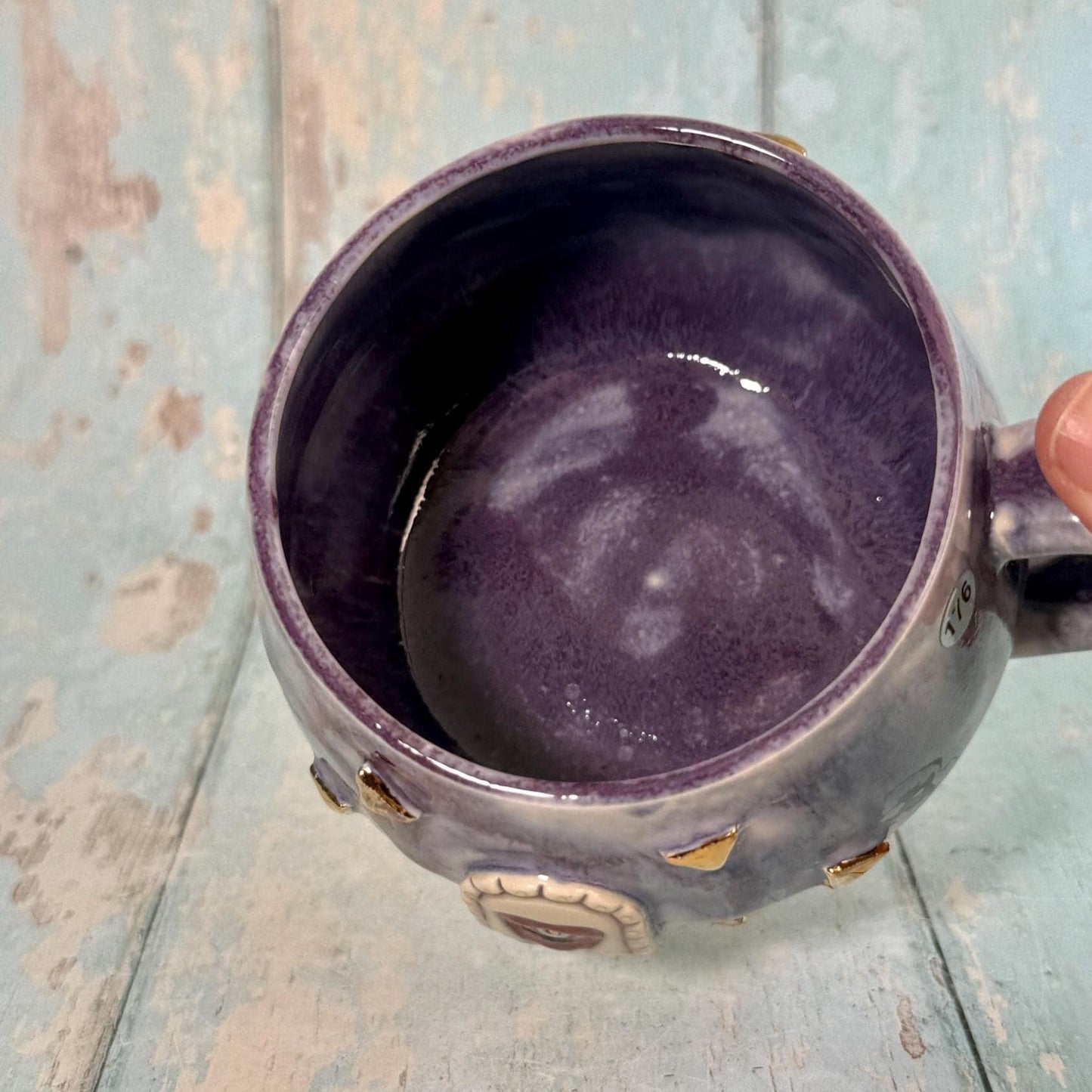 Purple Heart Mug, Boho Ceramic Cup