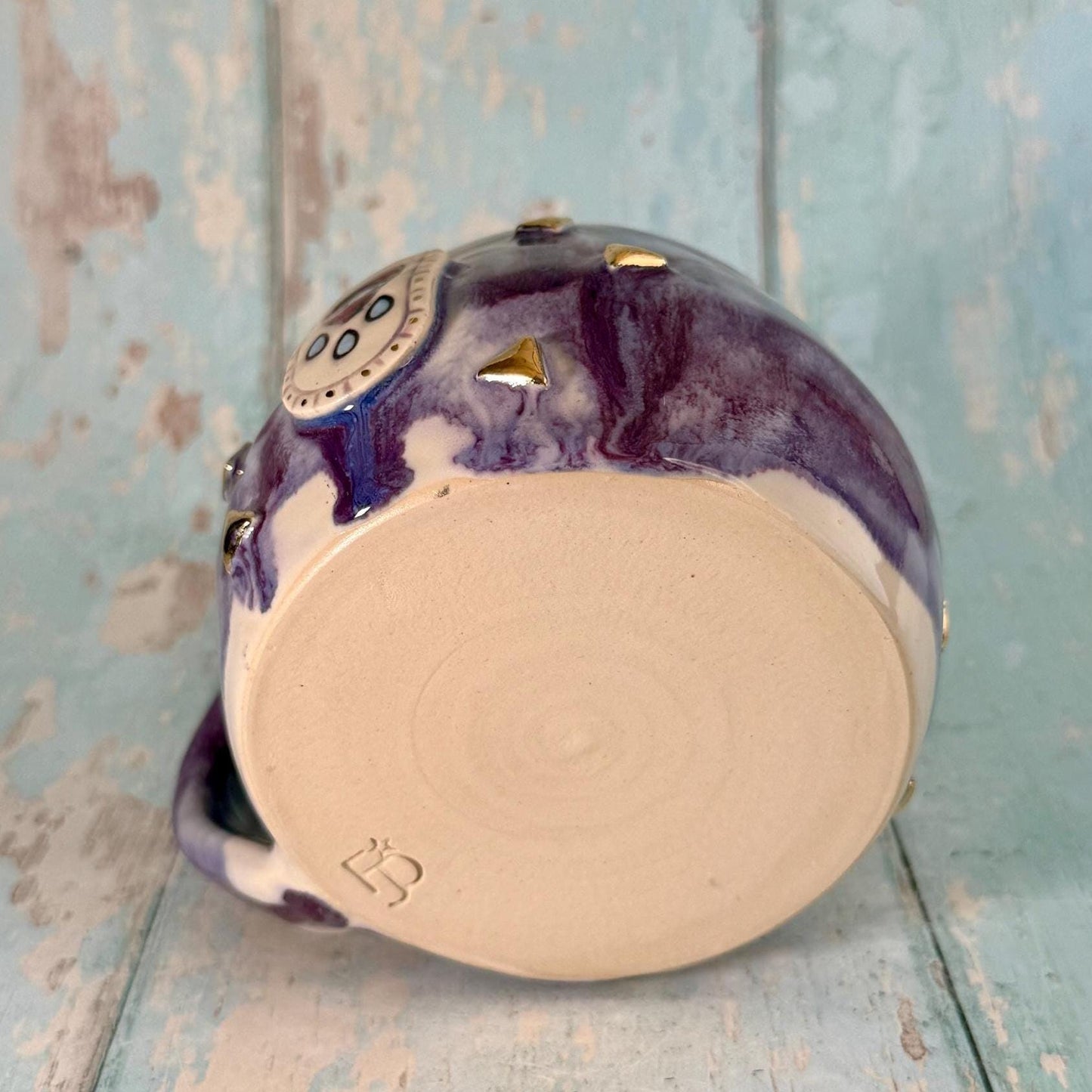 Purple Heart Mug, Boho Ceramic Cup