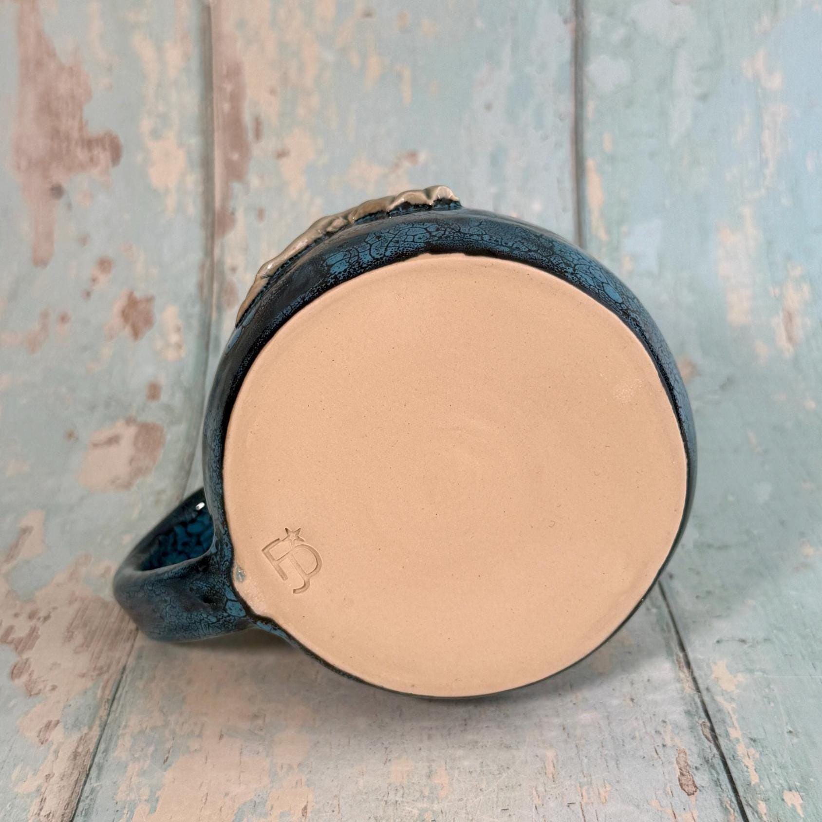 Handmade Blue Dragon Mug, Large Ceramic Cup