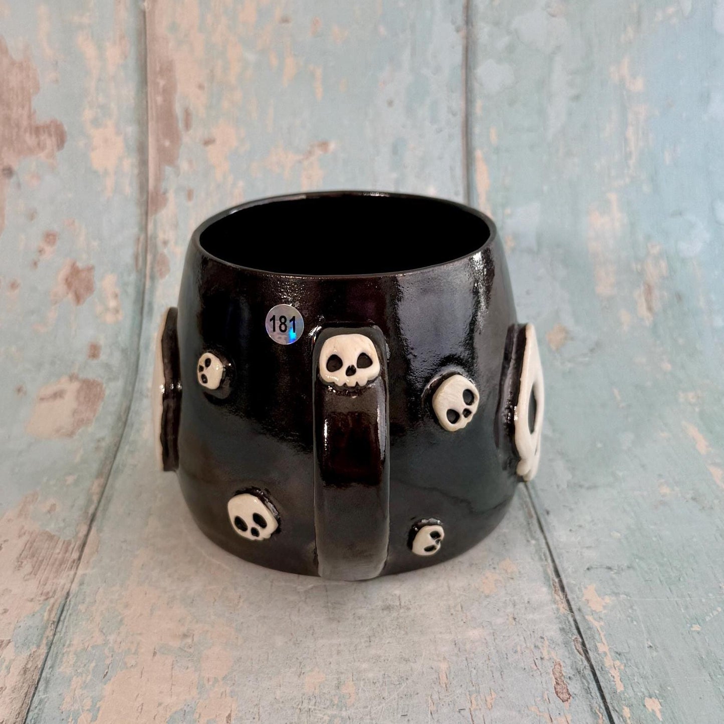 Black Skull Mug, Handmade Ceramic Cup - Second