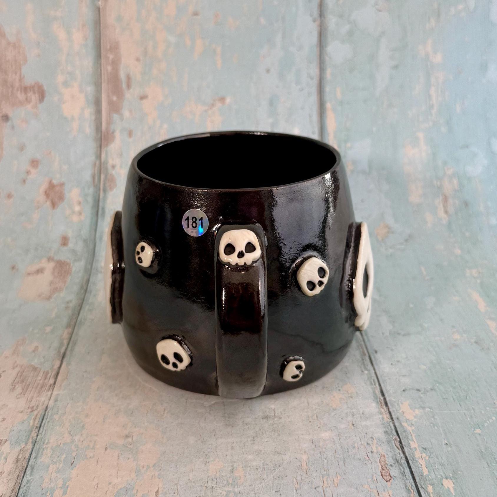 Black Skull Mug, Handmade Ceramic Cup - Second