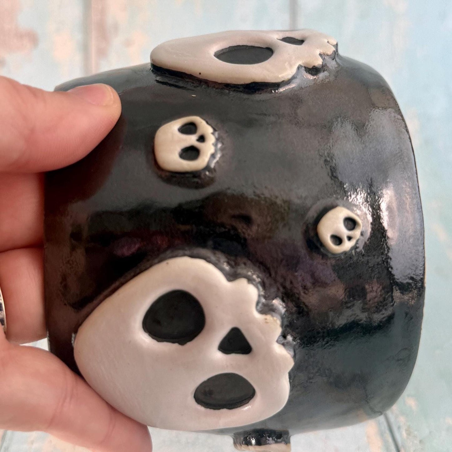 Black Skull Mug, Handmade Ceramic Cup - Second