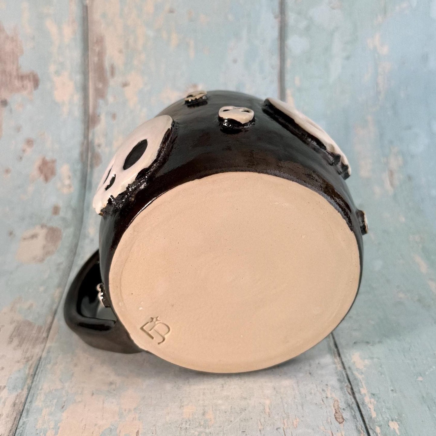 Black Skull Mug, Handmade Ceramic Cup - Second