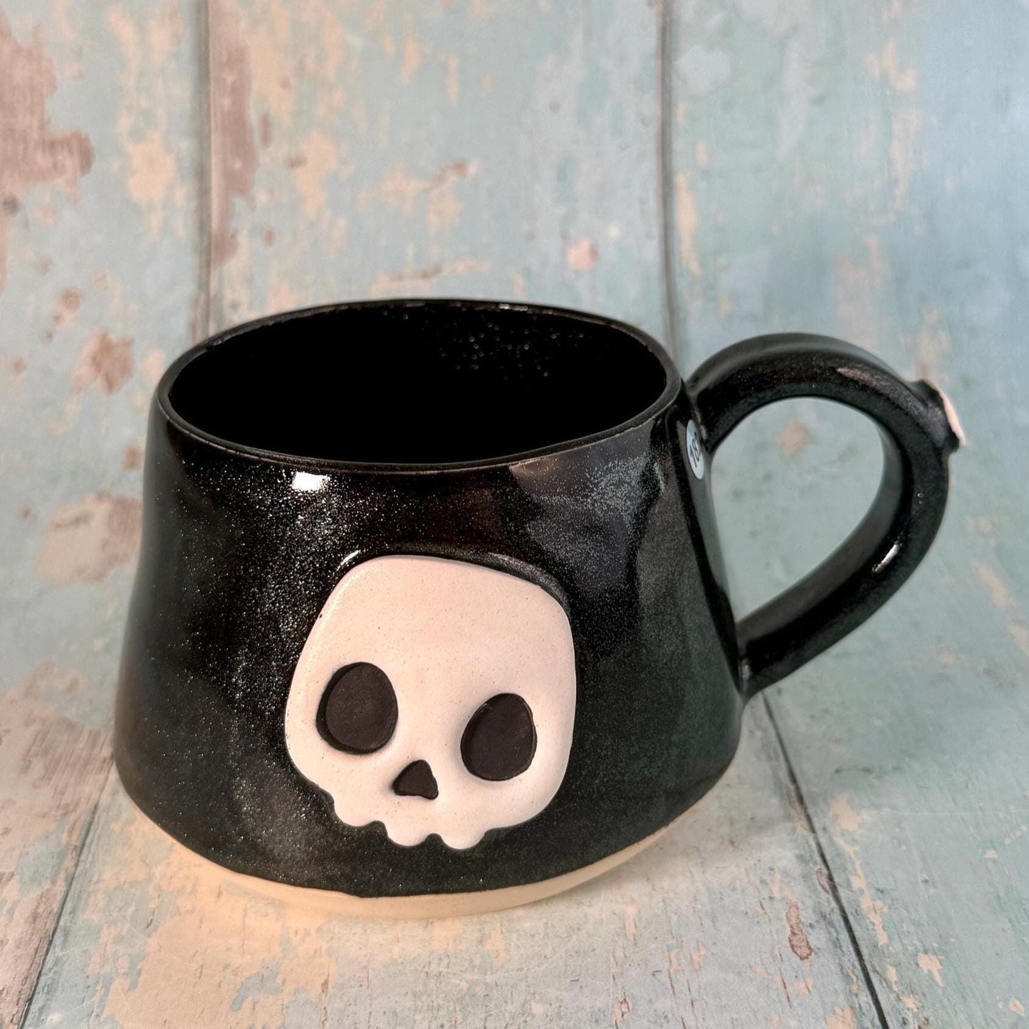 Black Skull Mug, Handmade Ceramic Cup