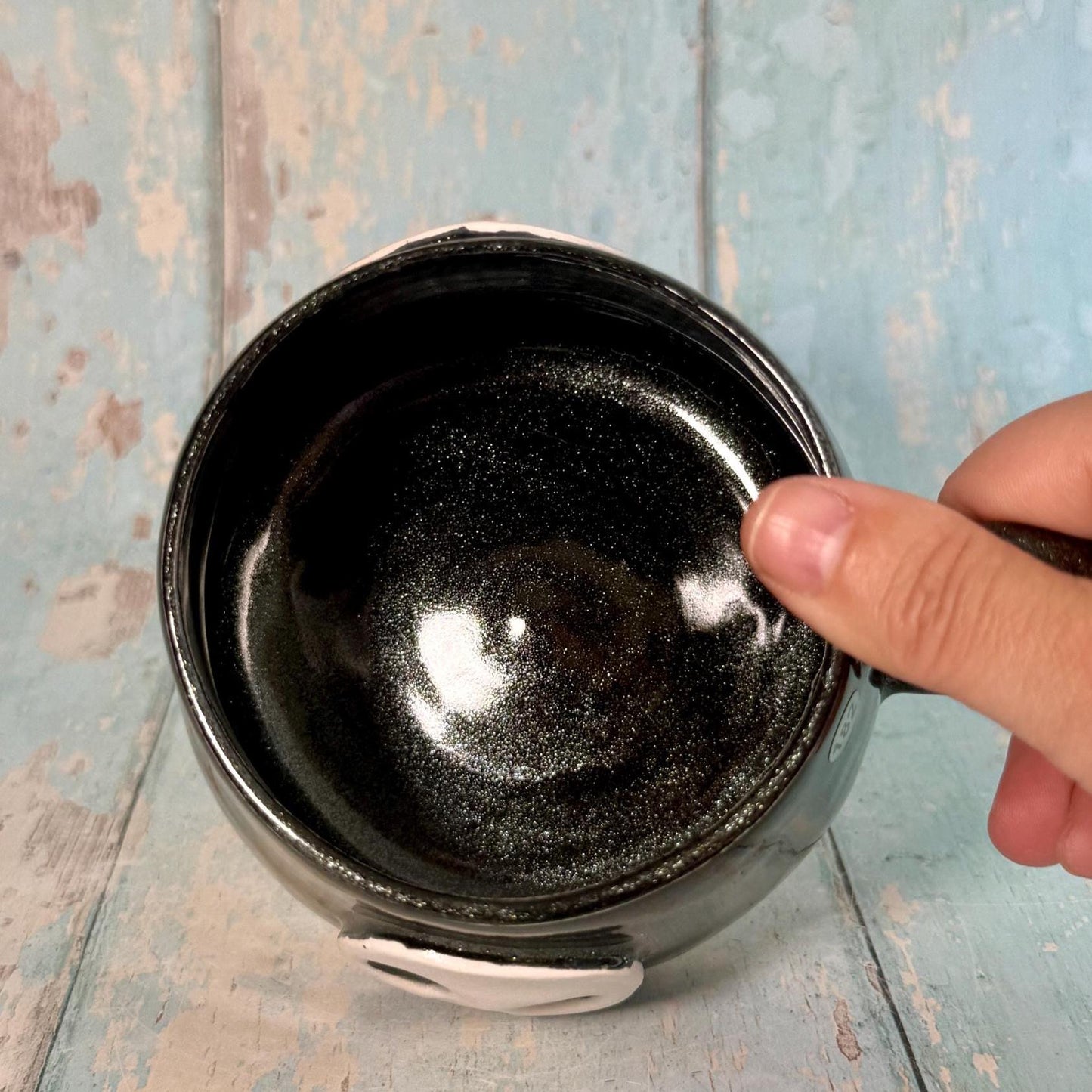 Black Skull Mug, Handmade Ceramic Cup