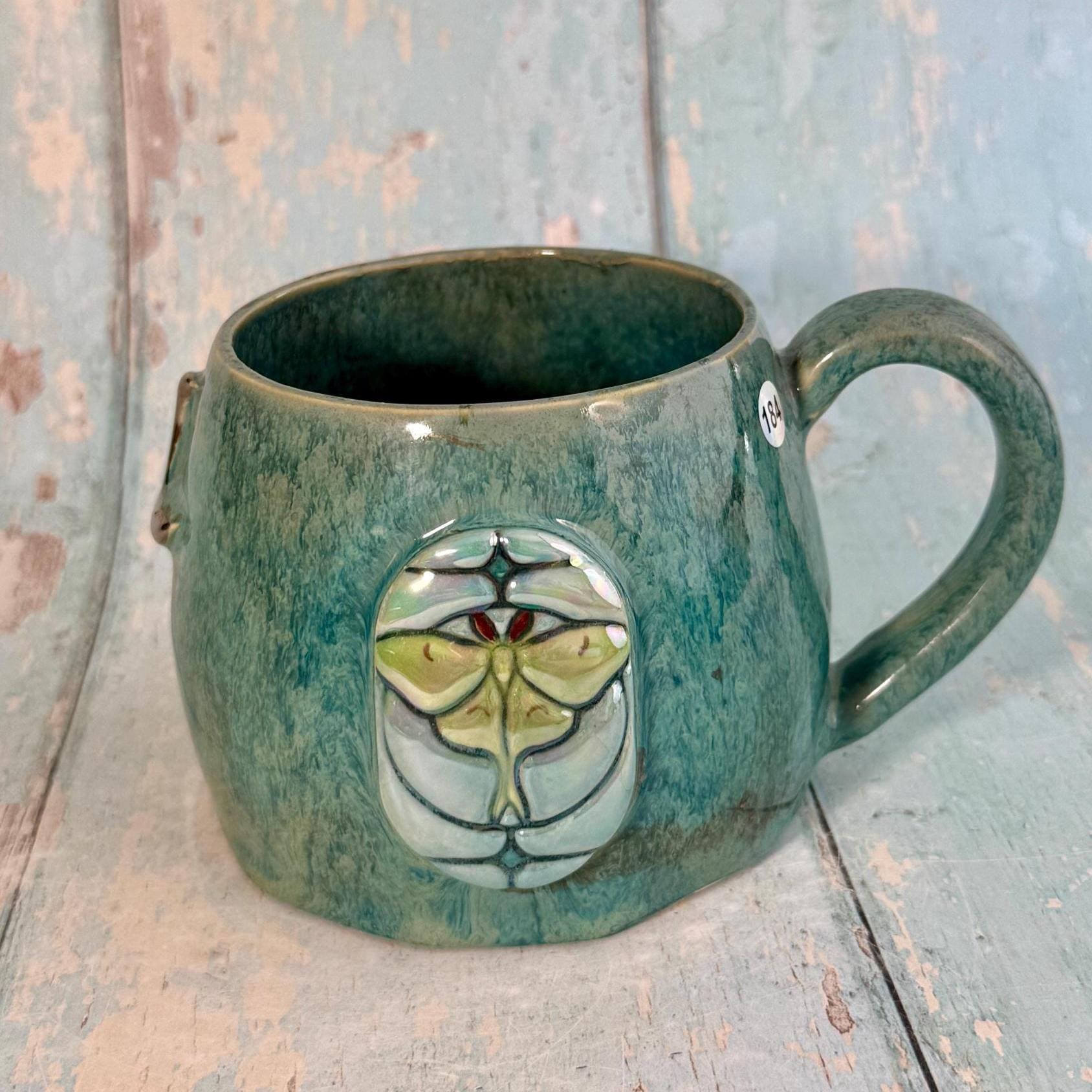 Green Luna Moth Mug, Large Ceramic Cup - Second