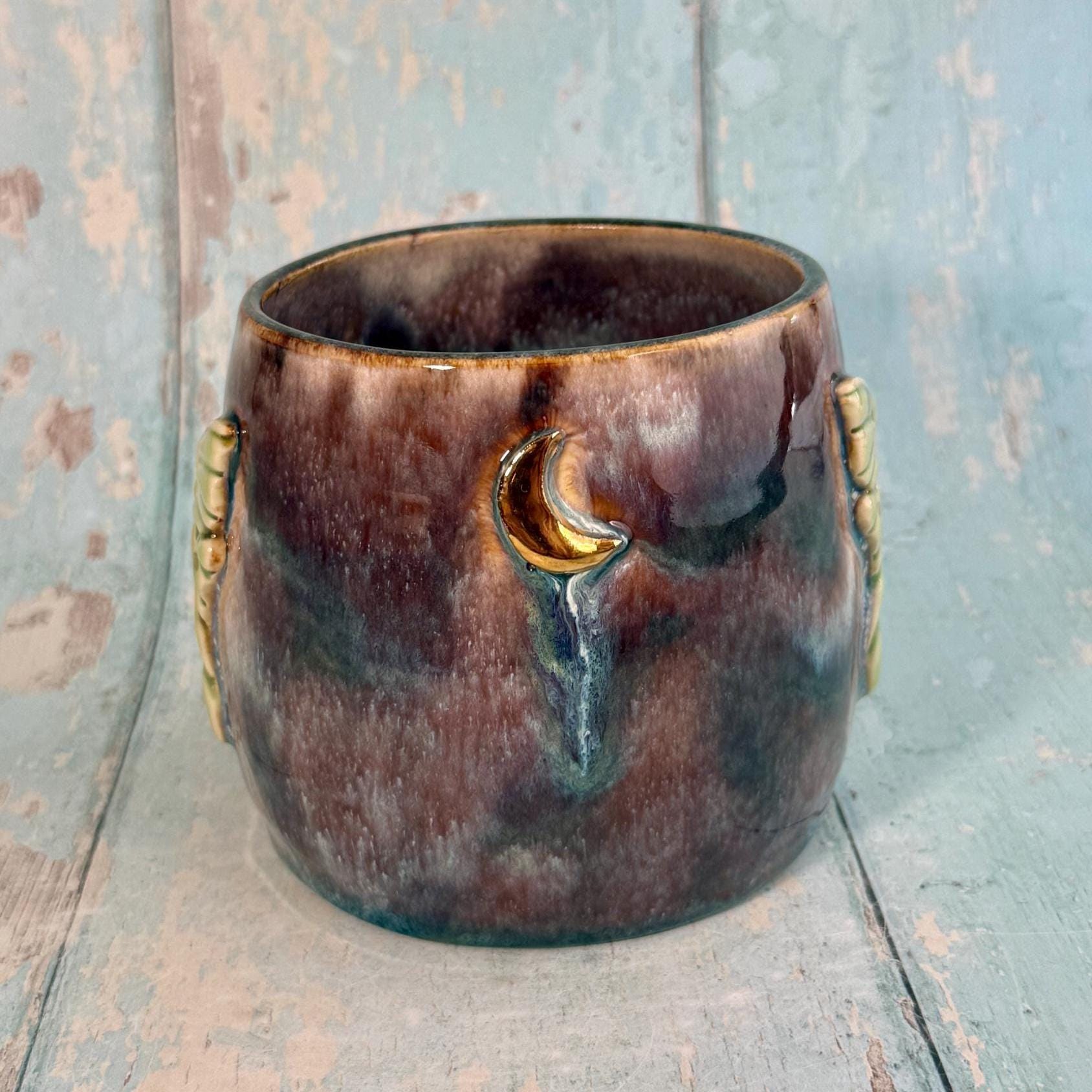 Brown Luna Moth Mug, Large Ceramic Cup - Second