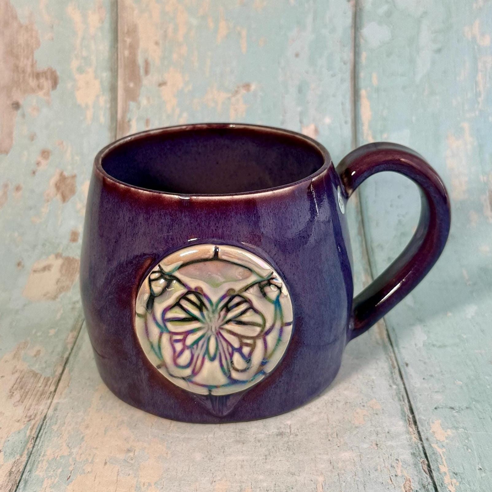 Purple Luna Moth Mug, Large Ceramic Cup - Second