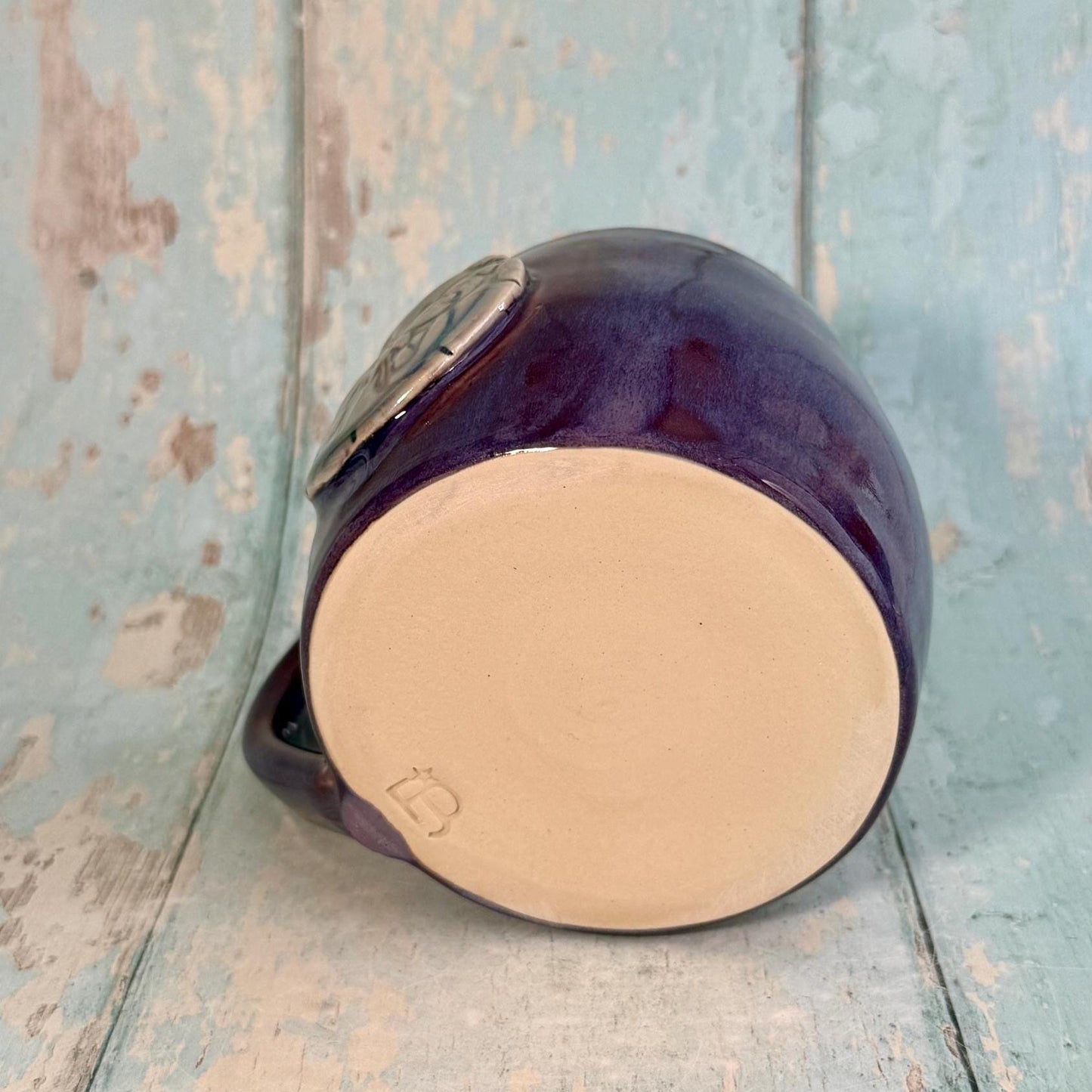 Purple Luna Moth Mug, Large Ceramic Cup - Second