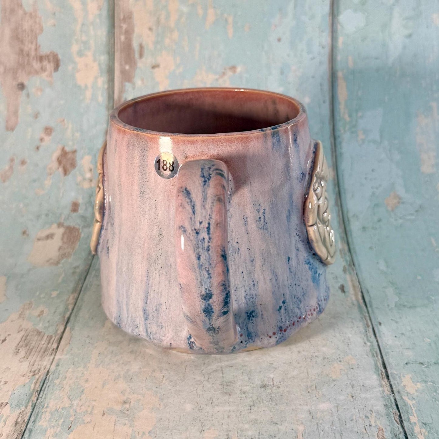 Pink and Purple Luna Moth Mug, Large Ceramic Cup - Second