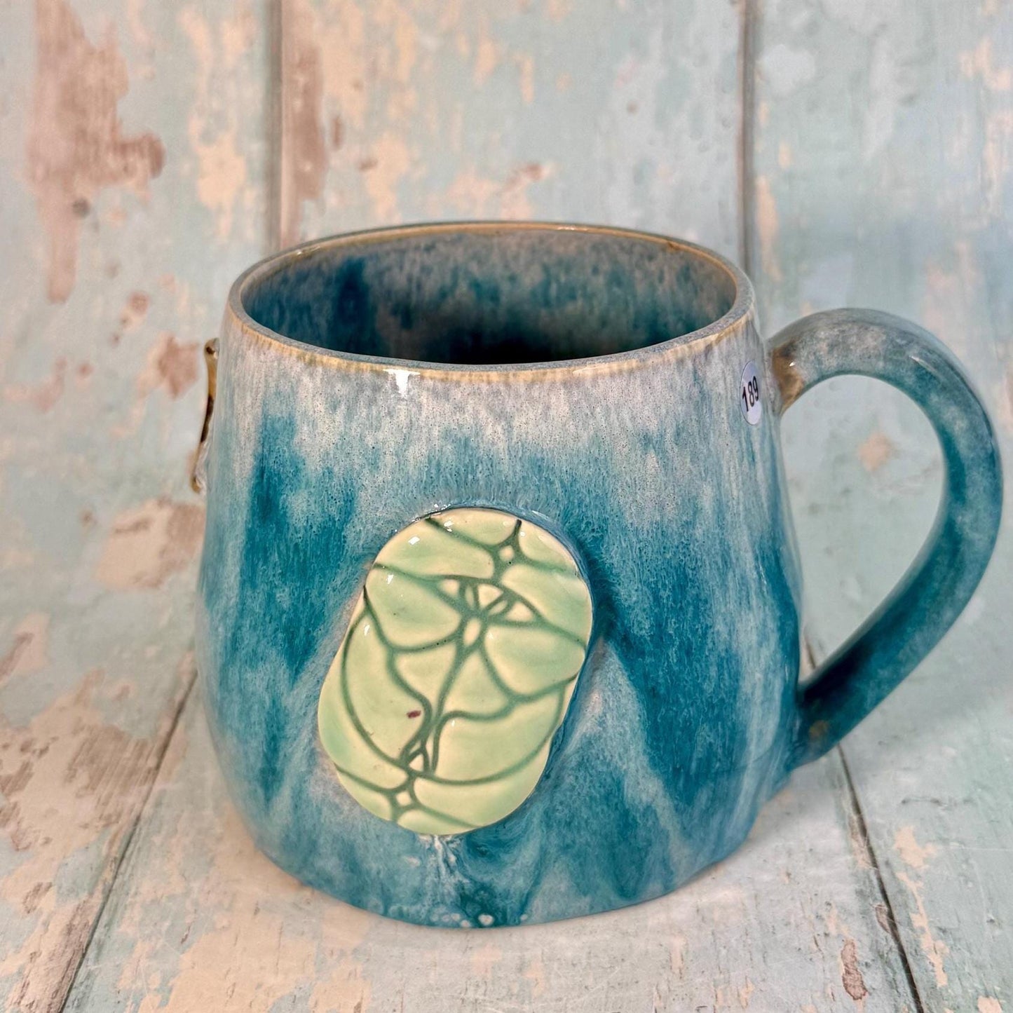 Turquoise Luna Moth Mug, Large Ceramic Cup - Second