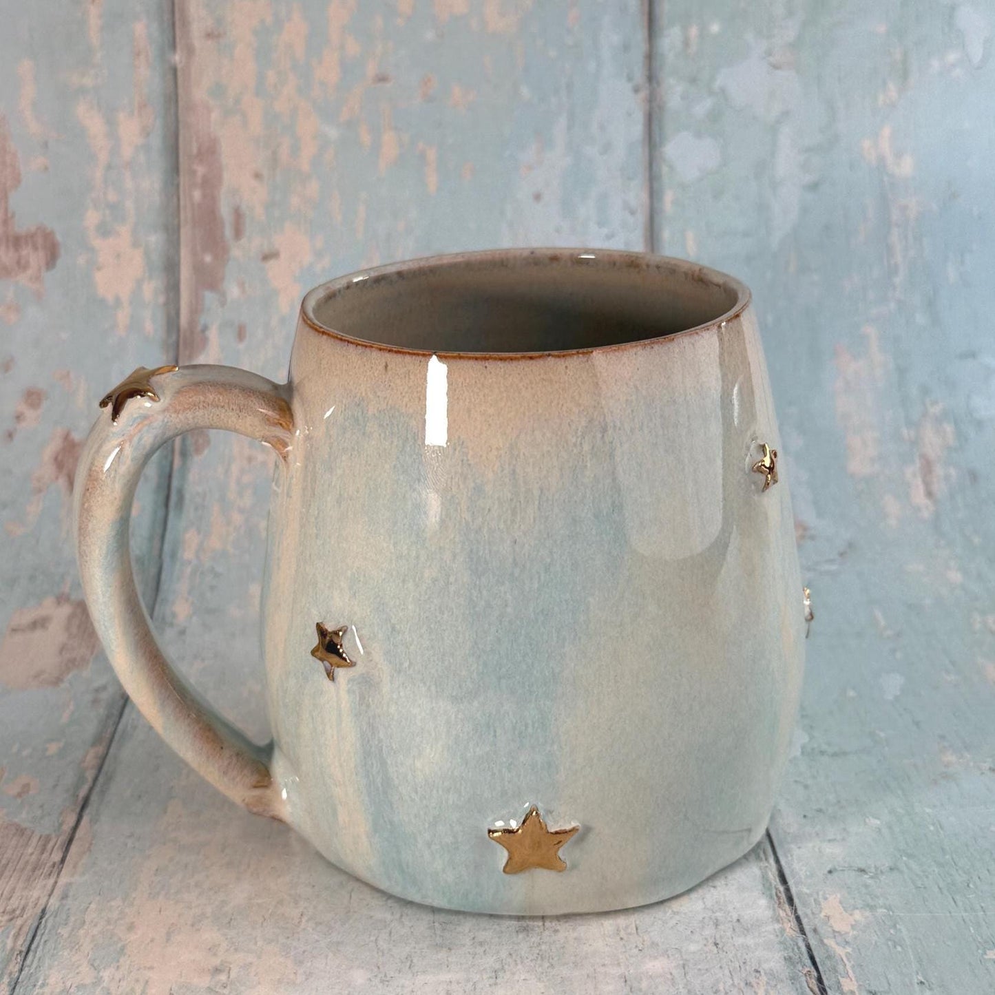 Blue and Gold Moon Mug, Handmade Ceramic Mug - Second