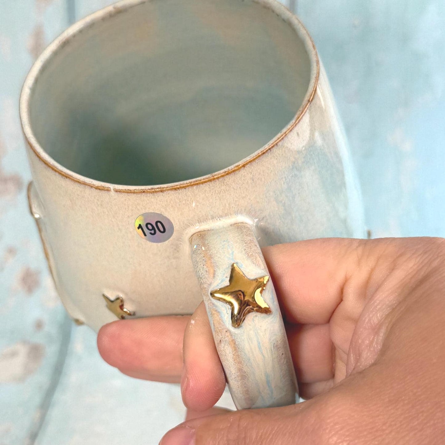Blue and Gold Moon Mug, Handmade Ceramic Mug - Second