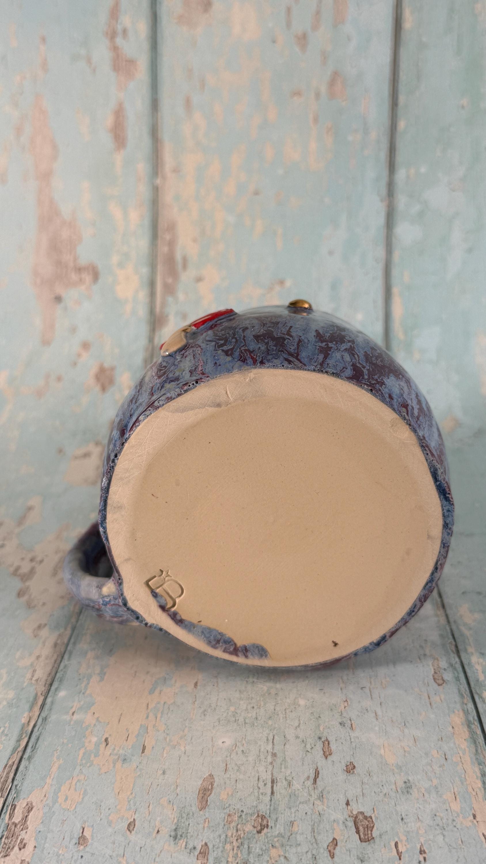 Purple and Red Mushroom Mug, Fungi Ceramic Cup