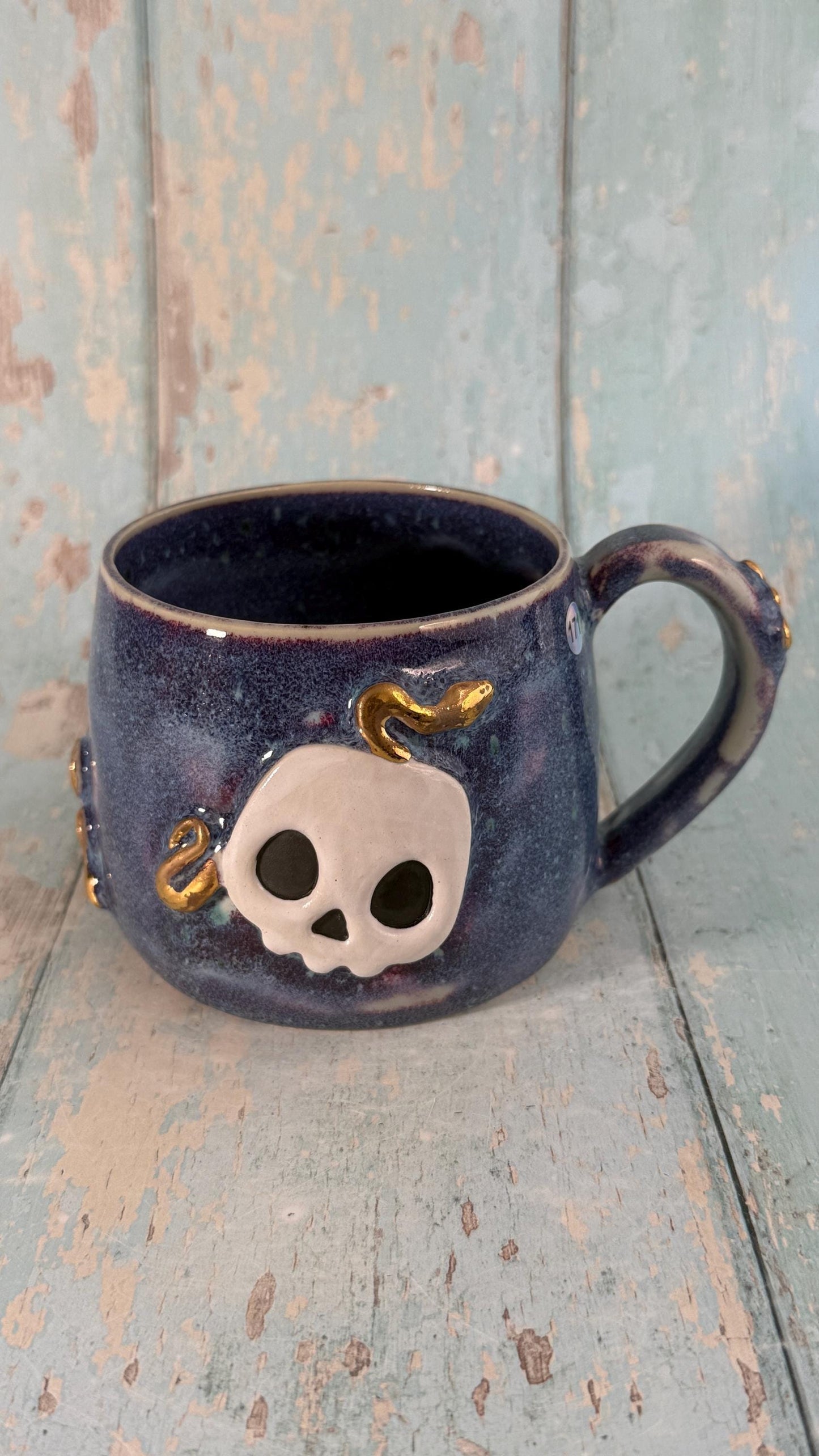 Skull and Snake Mug, Handmade Ceramic Cup