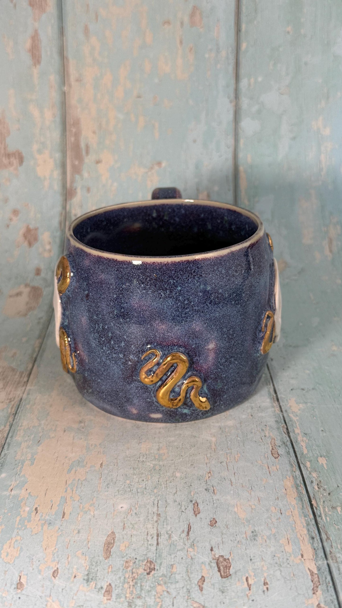 Skull and Snake Mug, Handmade Ceramic Cup