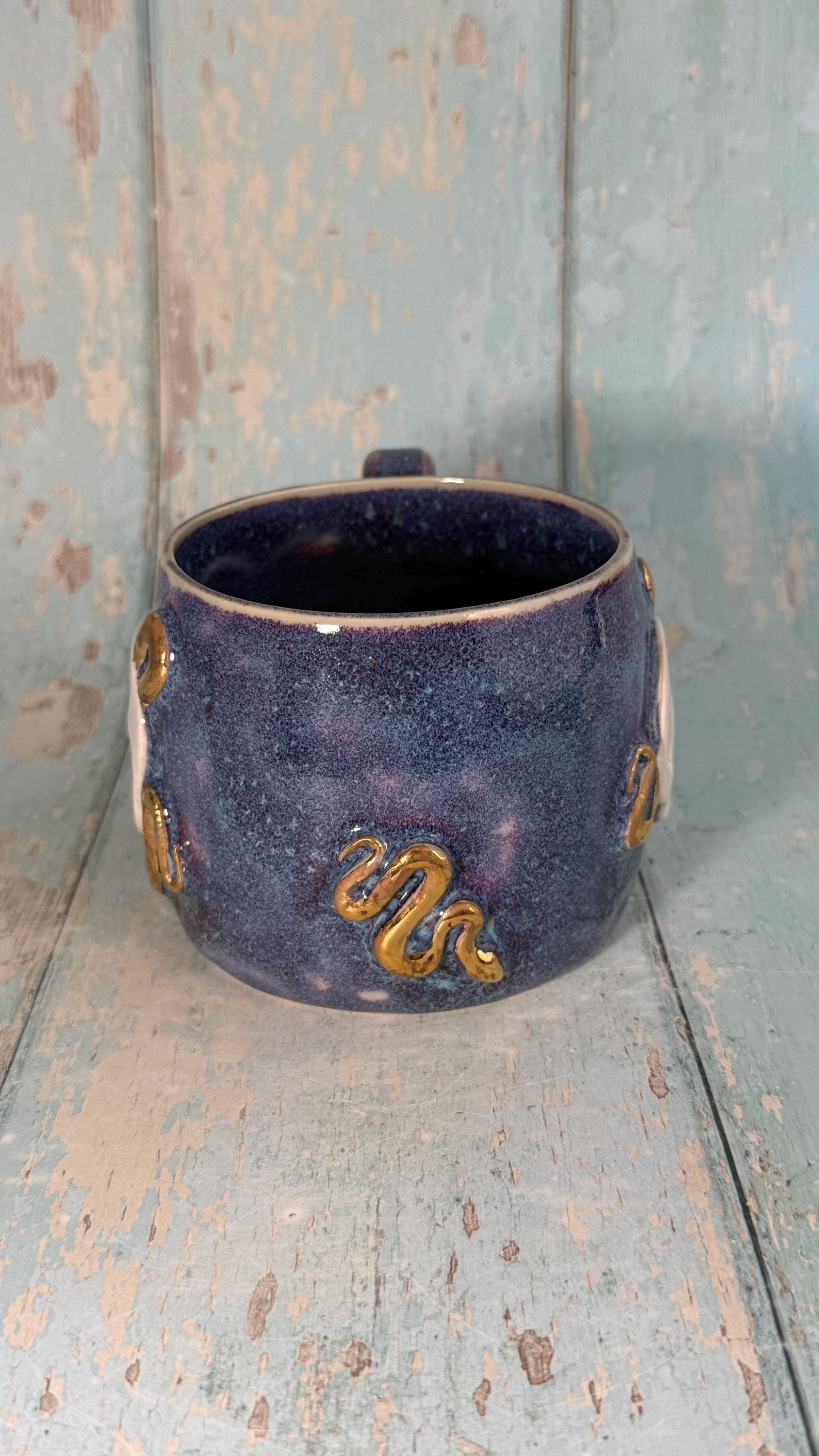 Skull and Snake Mug, Handmade Ceramic Cup