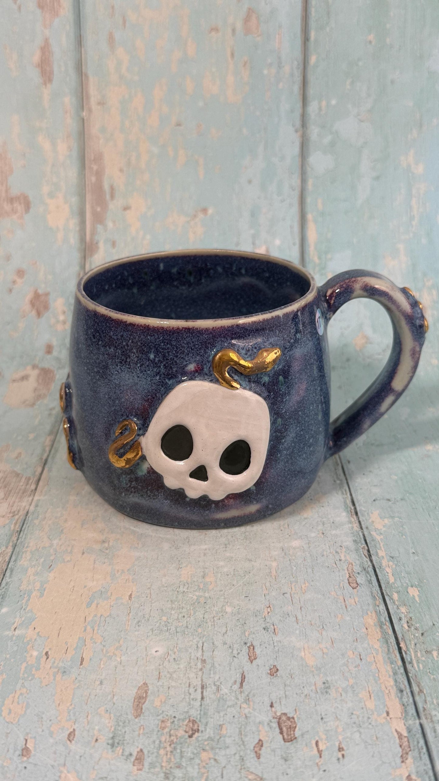 Skull and Snake Mug, Handmade Ceramic Cup