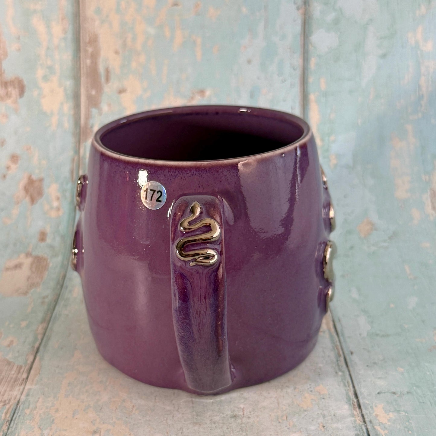 Purple Snake Mug, Handmade Ceramic Cup