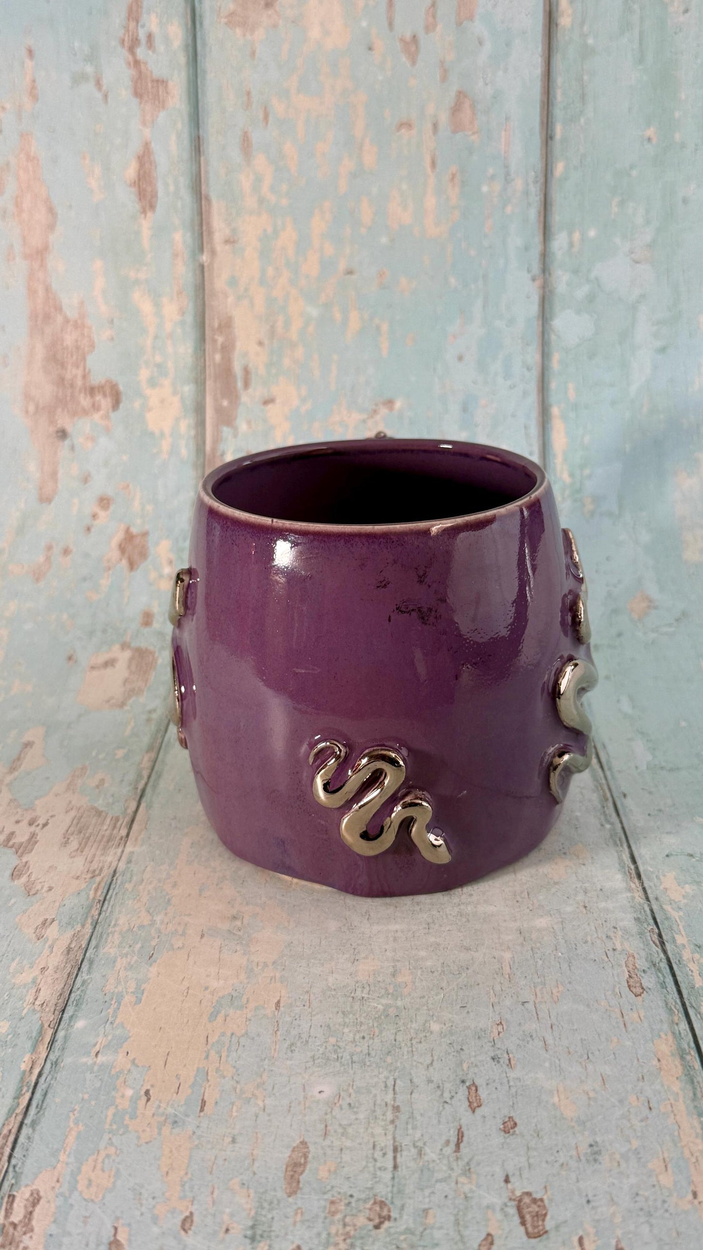 Purple Snake Mug, Handmade Ceramic Cup